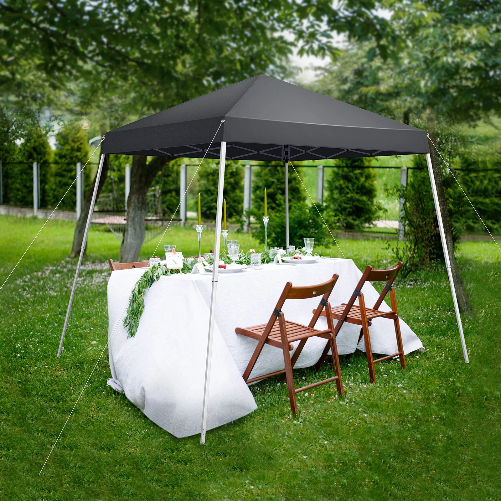 6x6ft Pop Up Canopy Tent, Outdoor Tent Canopy Foldable Portable Canopies for Camping, Patio, Easy Up Gazebo Canopy with Carry Bag Slant Legs, Dark Grey view 17