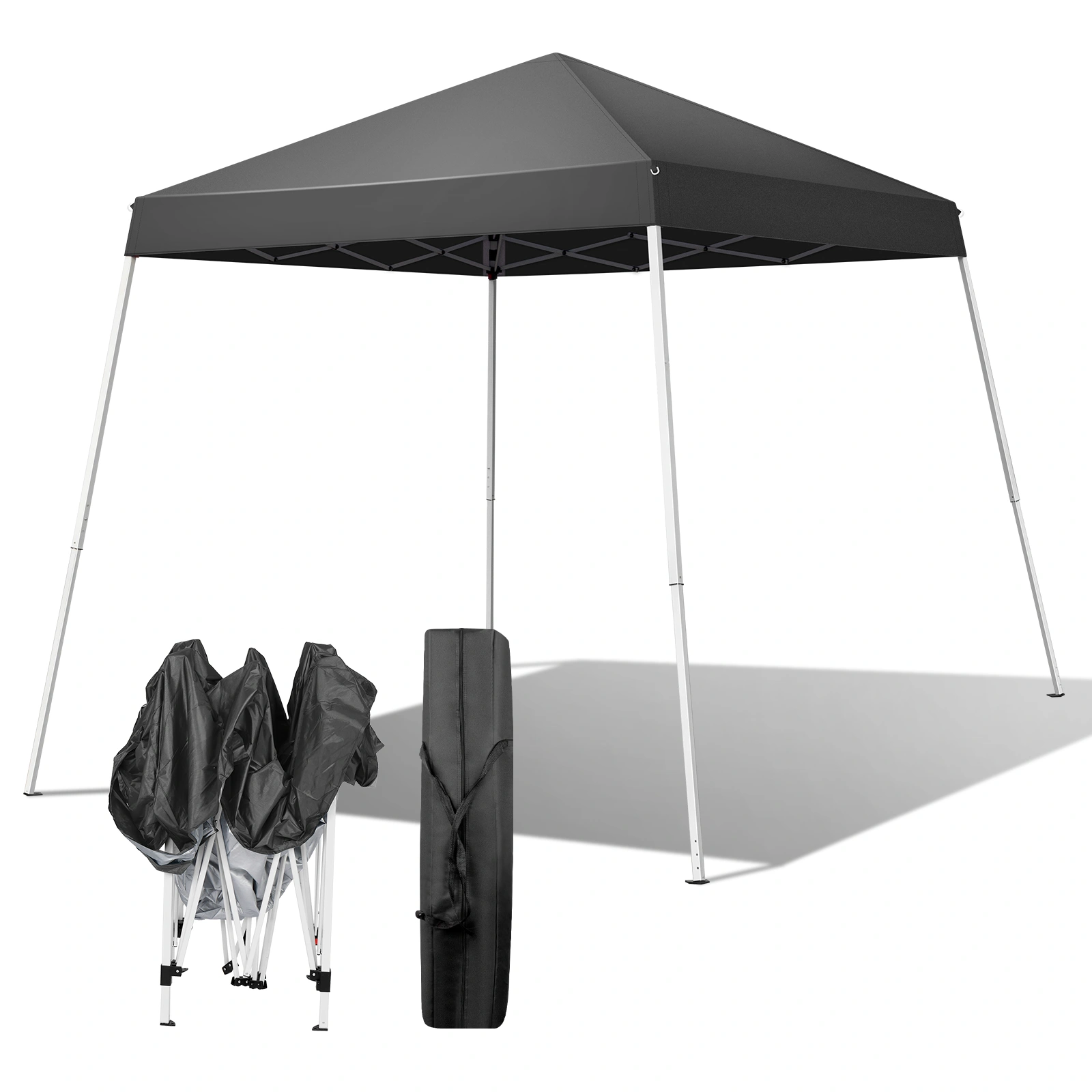 6x6ft Pop Up Canopy Tent, Outdoor Tent Canopy Foldable Portable Canopies for Camping, Patio, Easy Up Gazebo Canopy with Carry Bag Slant Legs, Dark Grey view 21