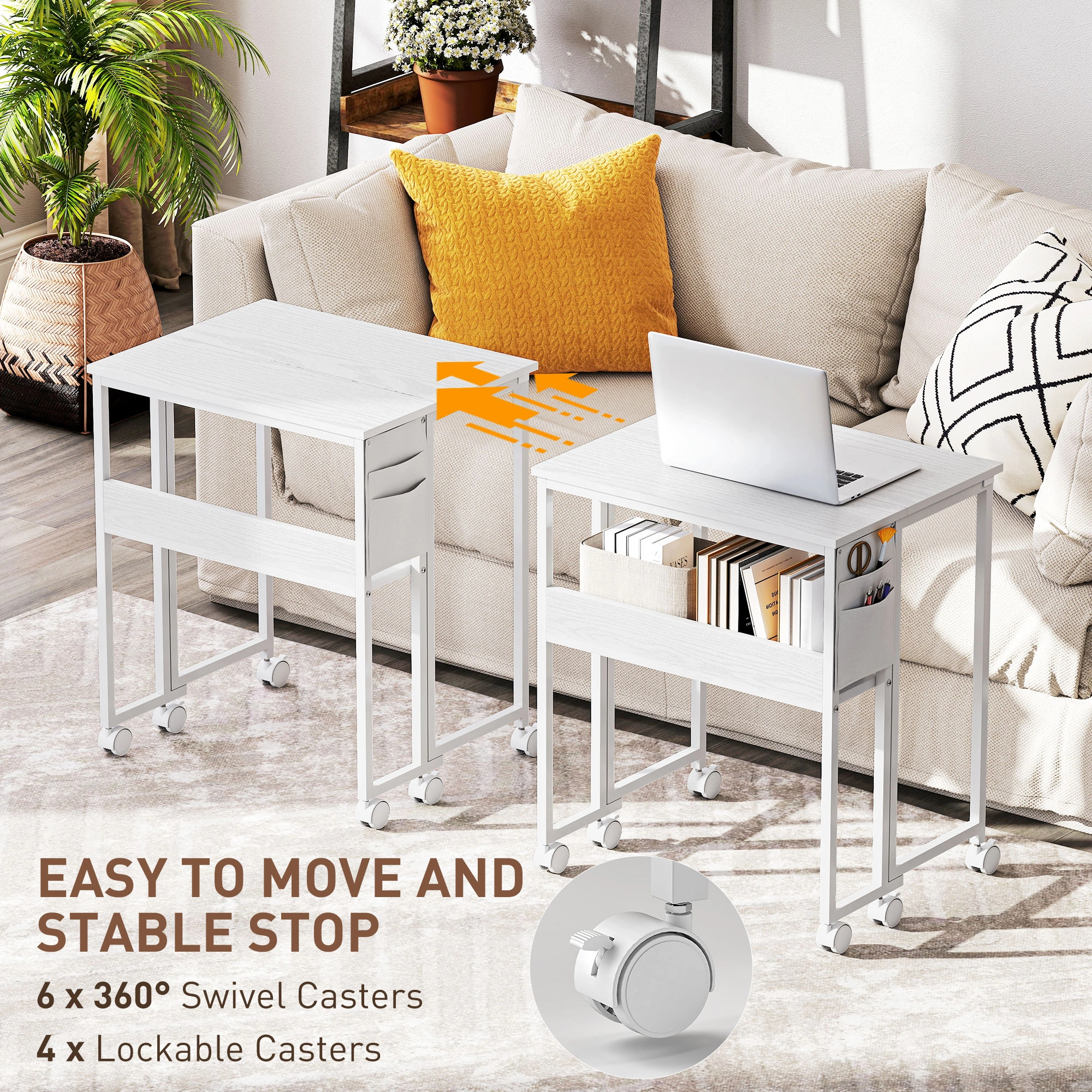 Modern Writing Desk, Compact Study Table with Storage Drawer, Space-Saving Home Office Desk for Bedroom, Living Room, Small Spaces view 4