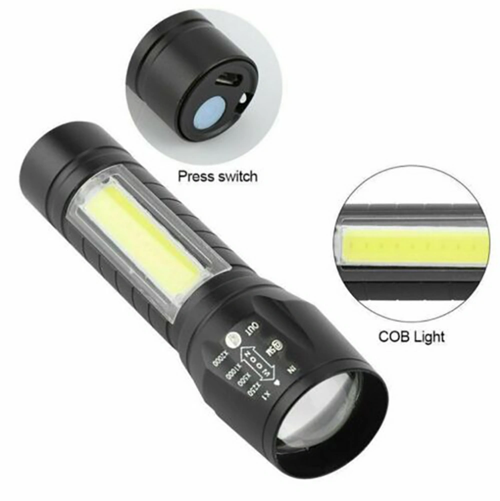 4 Pack Mini Zoomable LED Flashlight USB Rechargeable Camping Hiking Work Light view 4