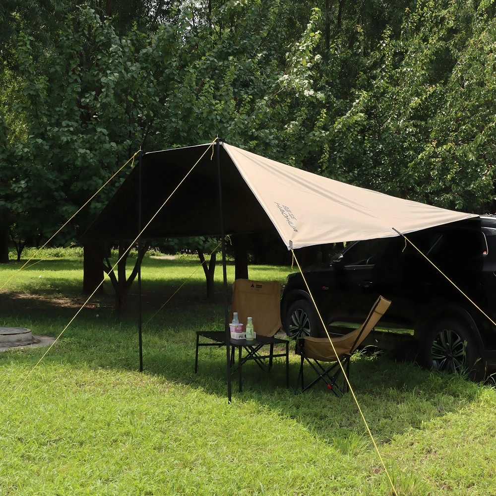 5x3M Gold/Black Coating Car Roof Awning Tent, 2-6 Person UV Protection Camping Canopy, Suction Cup Mount for Sedan SUV MPV Off-Road view 4