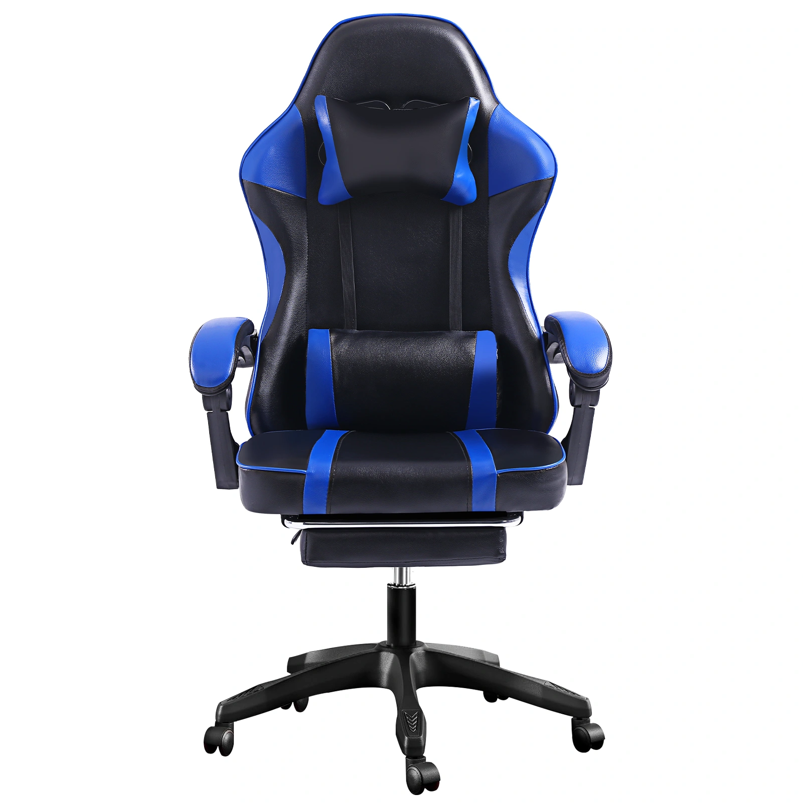 Ergonomic Gaming Chair with Footrest - High Back Recliner Computer Desk Chair for Heavy Adults, Adjustable Lumbar, 360 Swivel, PU Leather, Blue view 2