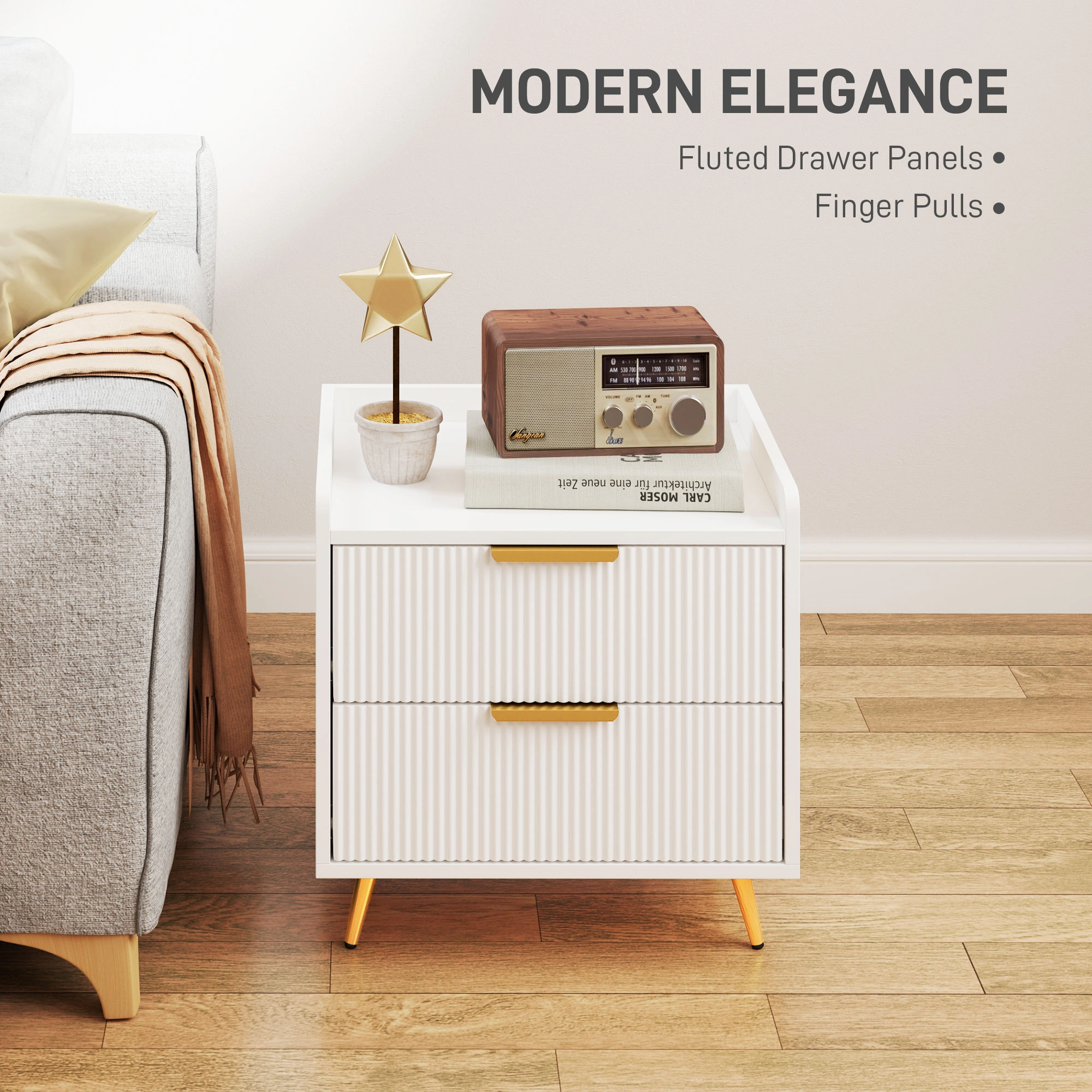 Modern Bedside Tables, Compact Nightstand Side Table for Bedroom Home Office view 2