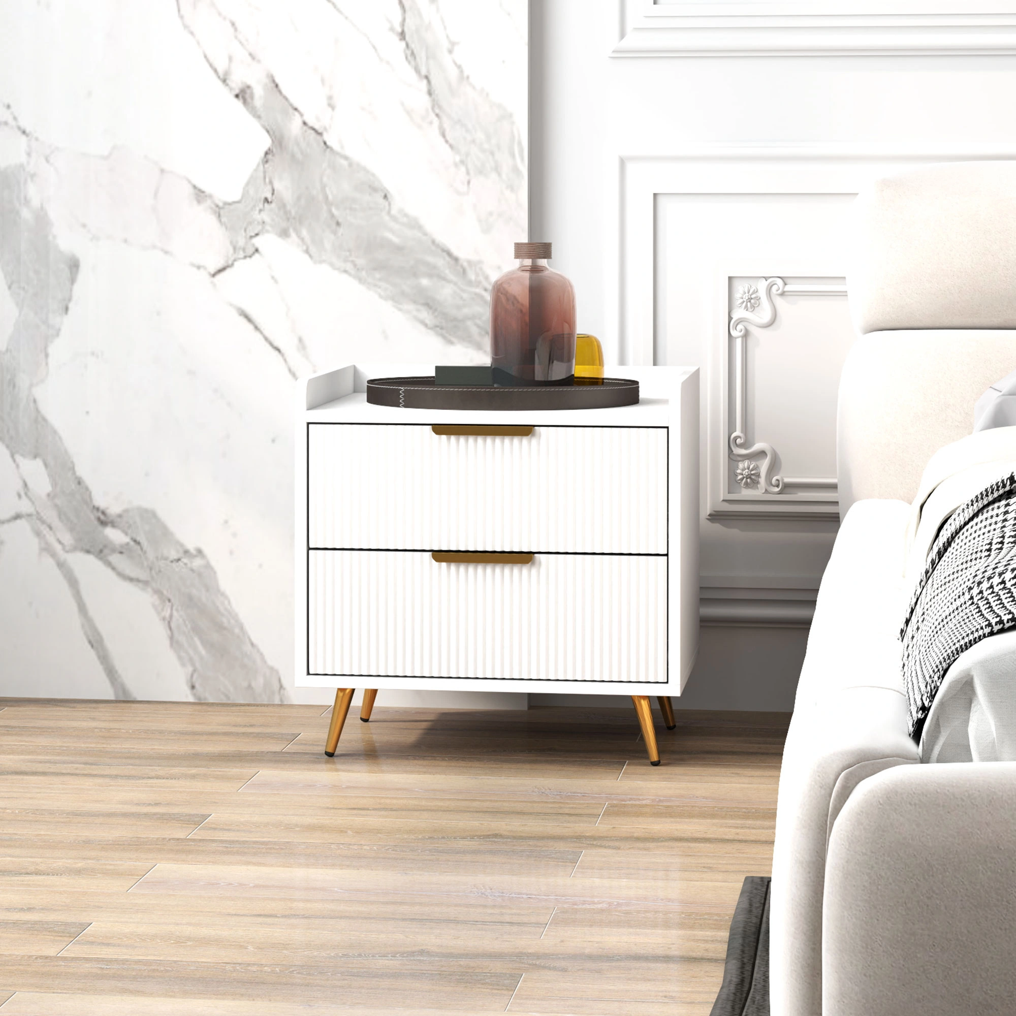 Modern Bedside Tables, Compact Nightstand Side Table for Bedroom Home Office view 4