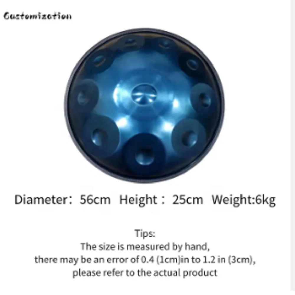 22 Inch 12 Notes Blue Handpan Drum, Steel Tongue Drum Percussion Instrument, Solid Color Handpan Music Instrument view 5