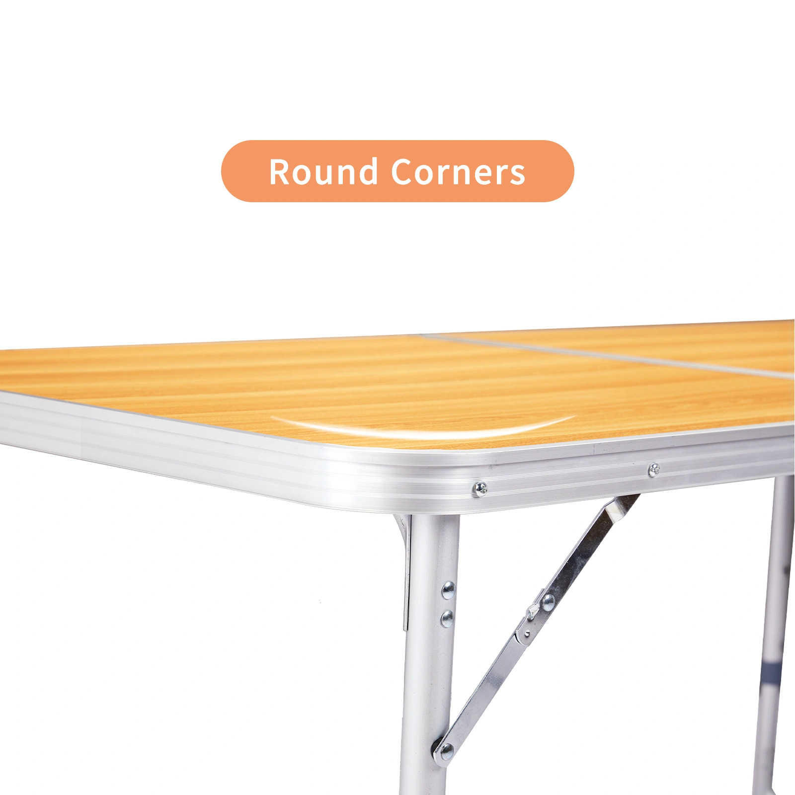 6ft Aluminum Alloy Folding Table wood grain color view 11