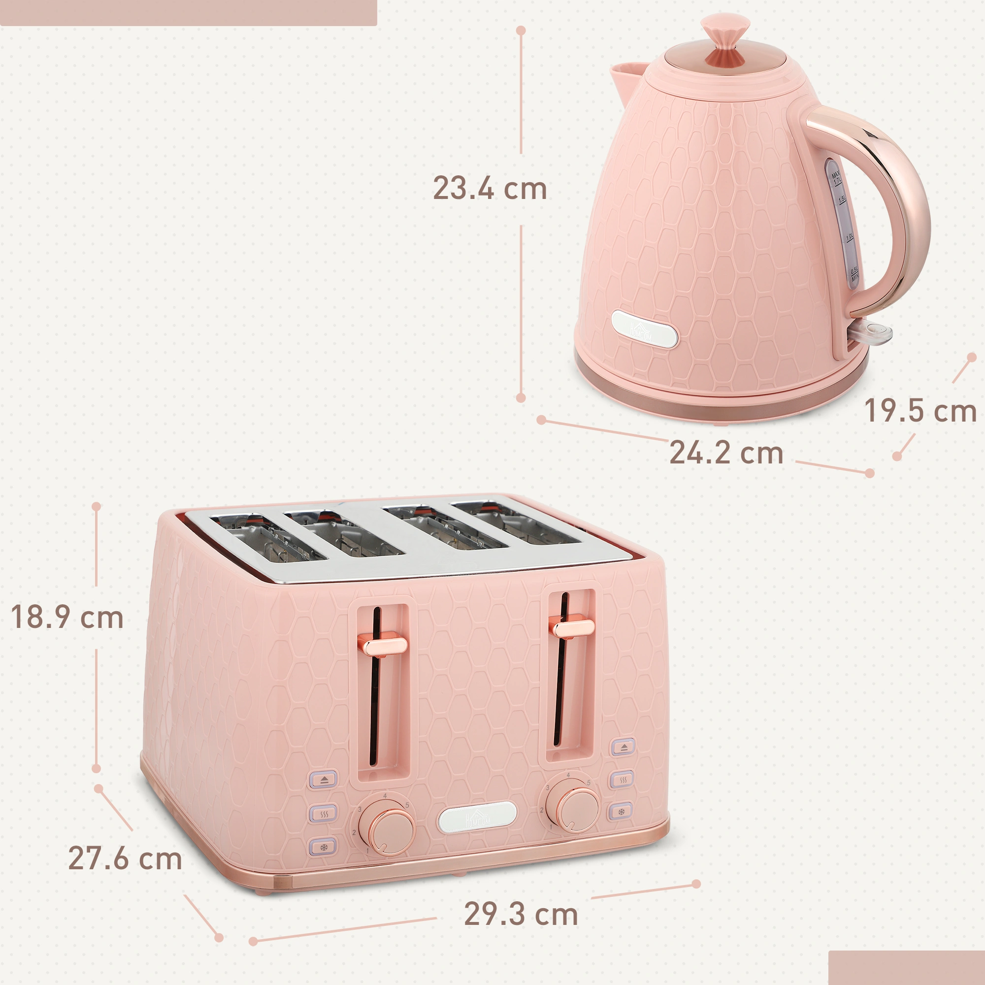 Retro Kettle and Toaster Set - 2-Piece Electric Kitchen Appliance Matching Bundle, Compact Design view 2