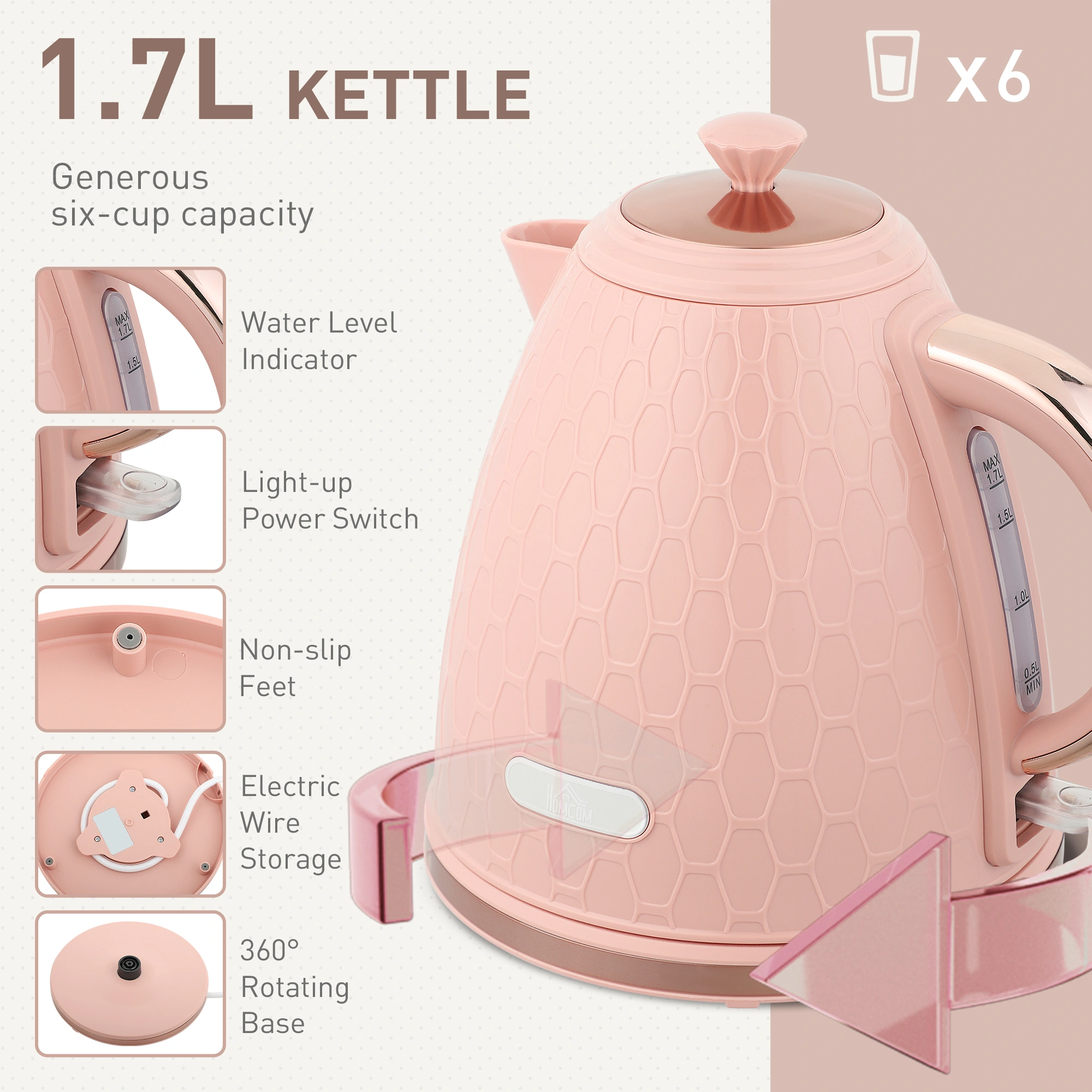 Retro Kettle and Toaster Set - 2-Piece Electric Kitchen Appliance Matching Bundle, Compact Design view 3