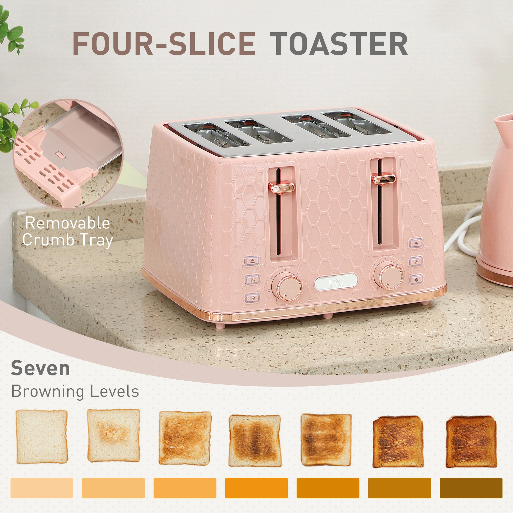 Retro Kettle and Toaster Set - 2-Piece Electric Kitchen Appliance Matching Bundle, Compact Design view 5