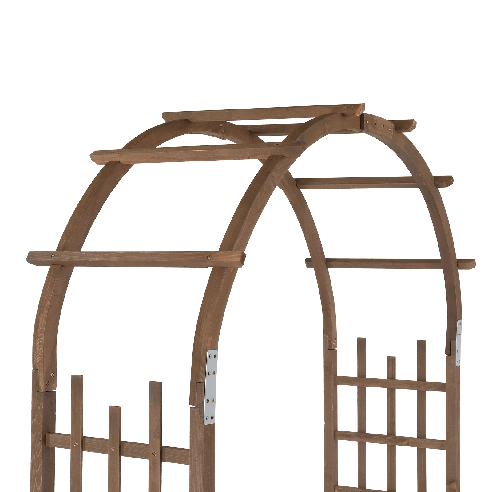 7FT Wooden Garden Arbor, Wedding Arch Backdrop Stand for Ceremony Party, Garden Pergola with Trellis for Climbing Plants, Dark Brown view 6