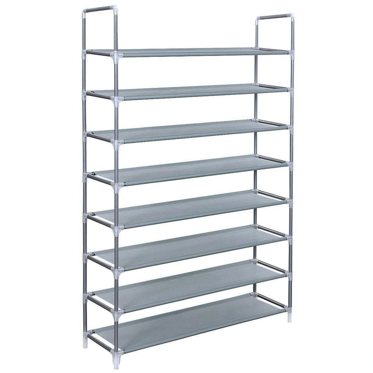 8-Tier Shoe Rack 100cm Large Capacity Non-Woven Fabric & Steel Storage Organizer Gray view 3