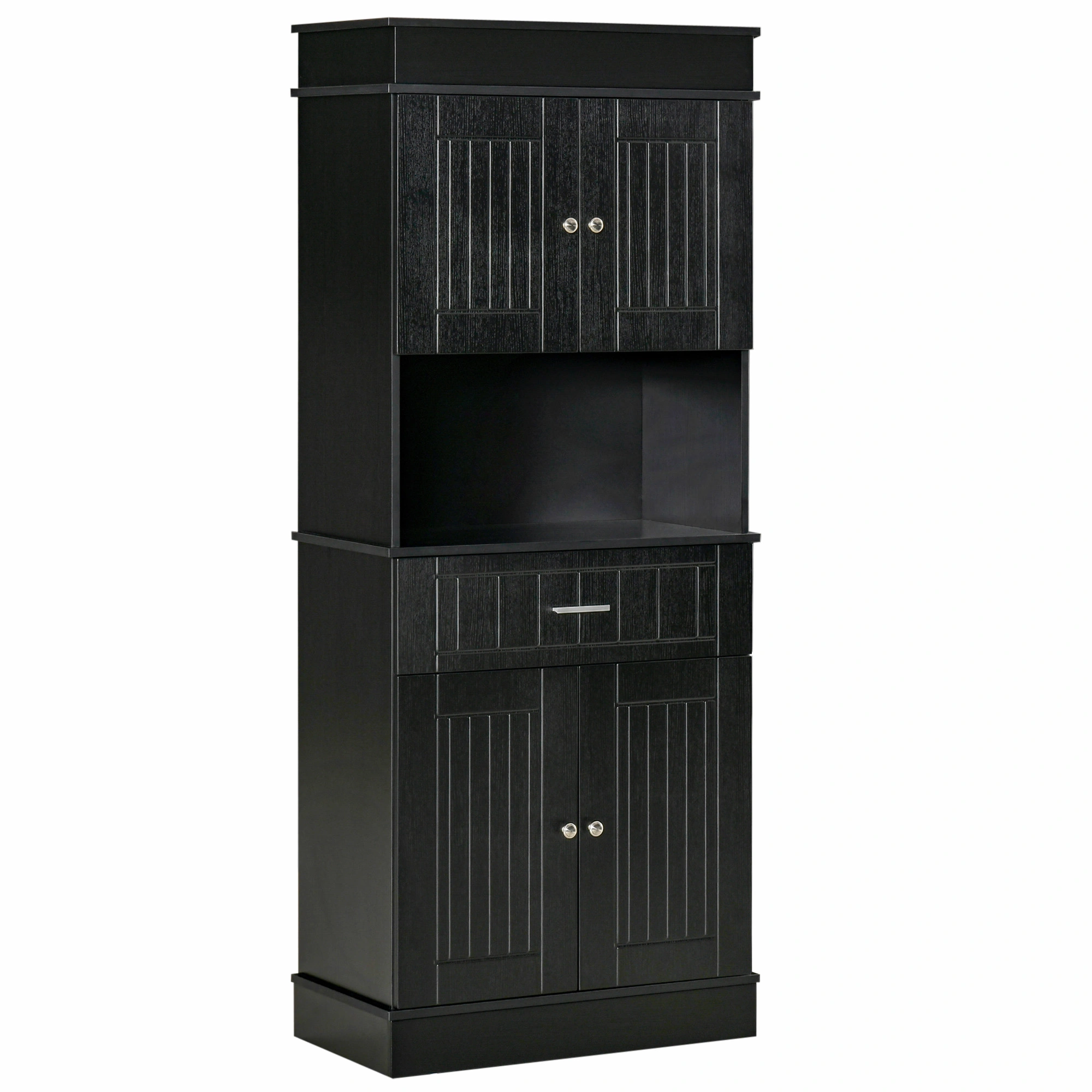 Kitchen Storage Cabinet - Tall Narrow Cupboard, Modern Pantry Organizer with Shelves