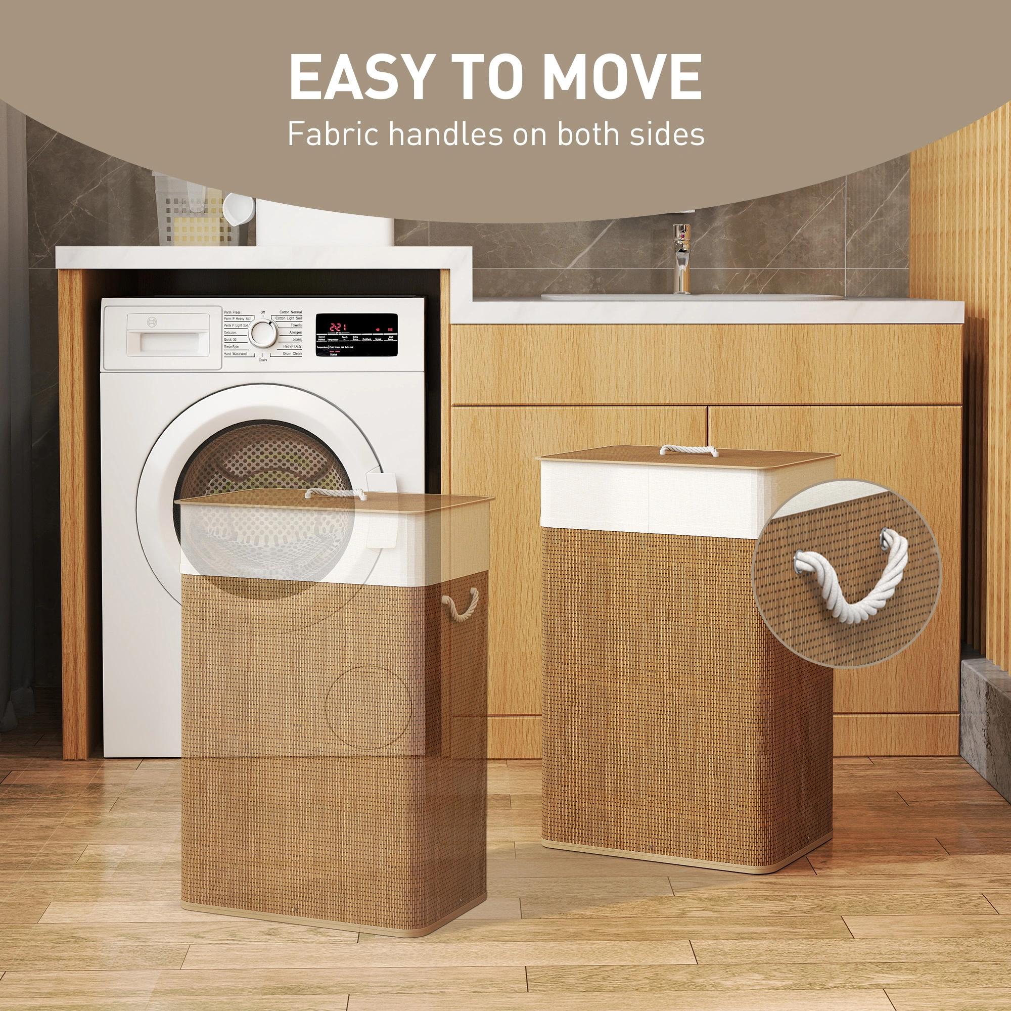 Laundry Hamper Cabinet with Doors - Folding Storage Cabinet, Hidden Wash Basket Organizer for Bathroom view 4