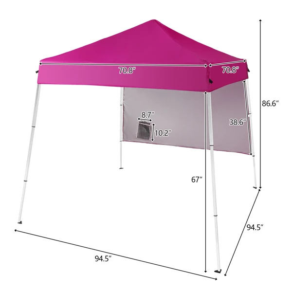 6x6ft Pop Up Canopy Tent, Outdoor Tent Canopy Foldable Portable Canopies for Camping, Patio, Easy Up Gazebo Canopy with Carry Bag Slant Legs,pink view 4