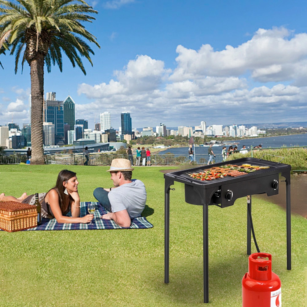 Outdoor Camp Stove High Pressure Propane Gas Cooker Portable Cast Iron Patio Cooking Burner (Double Burner 150000-BTU) view 14