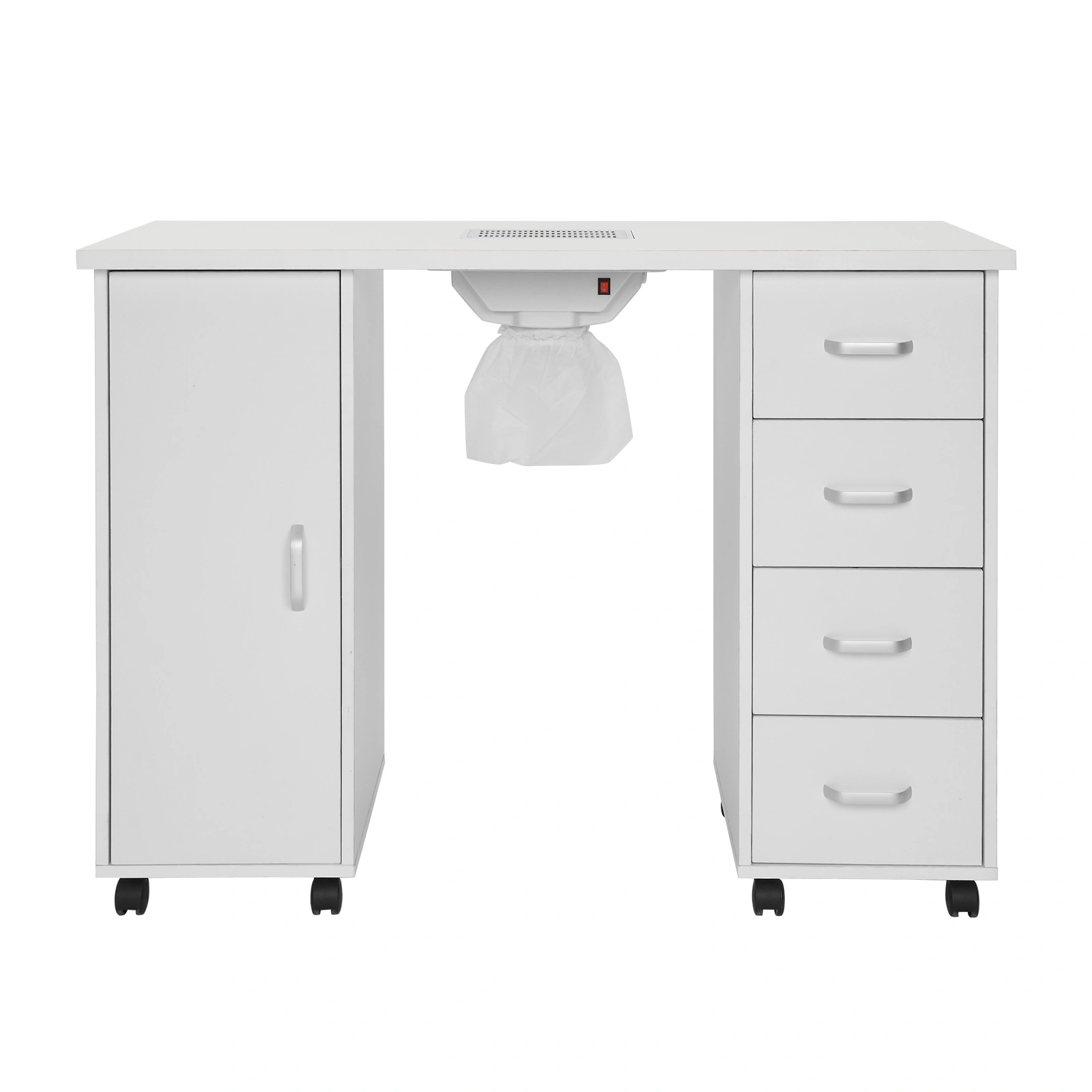 MDF Single Door 4 Drawers With Fan White Nail Table