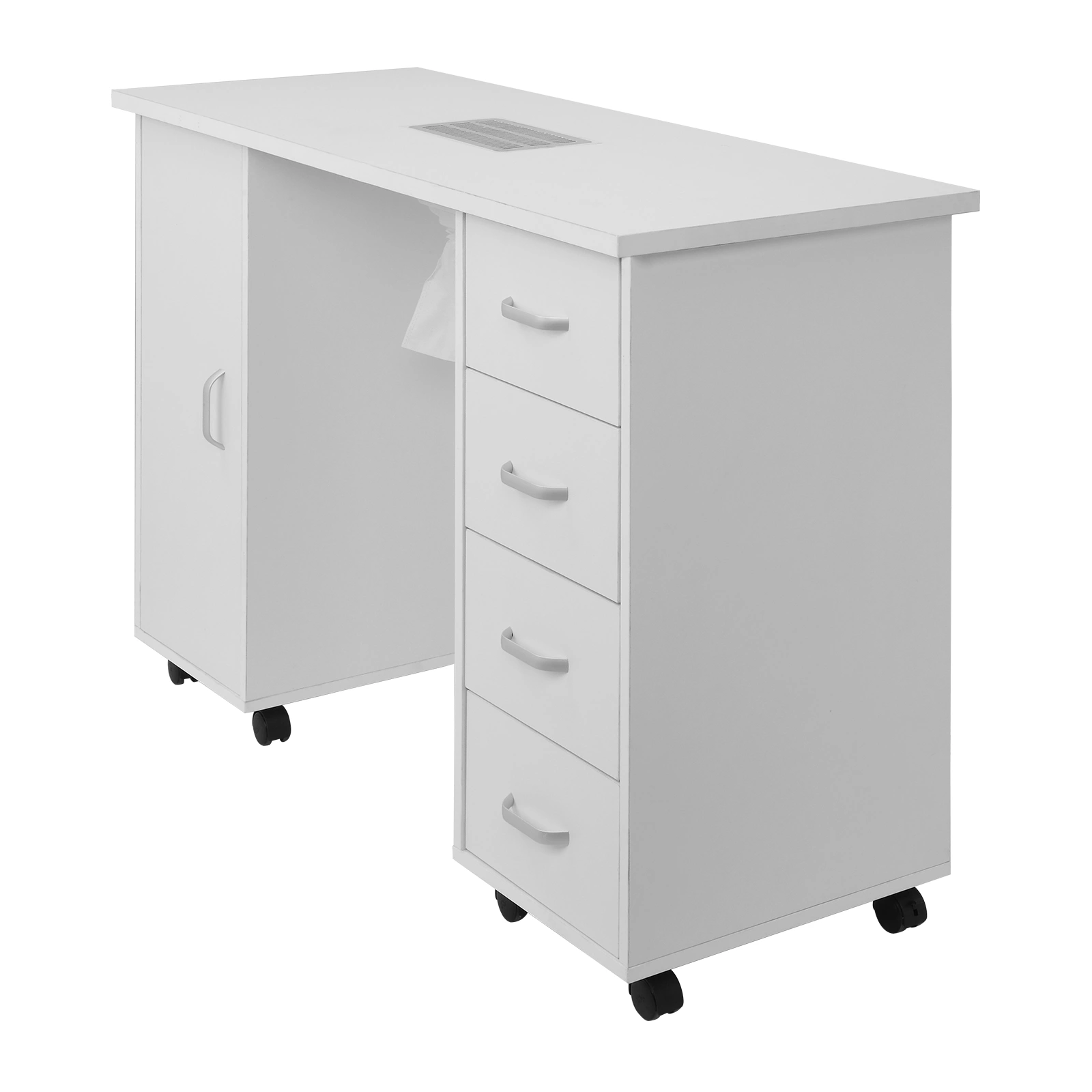 MDF Single Door 4 Drawers With Fan White Nail Table view 4