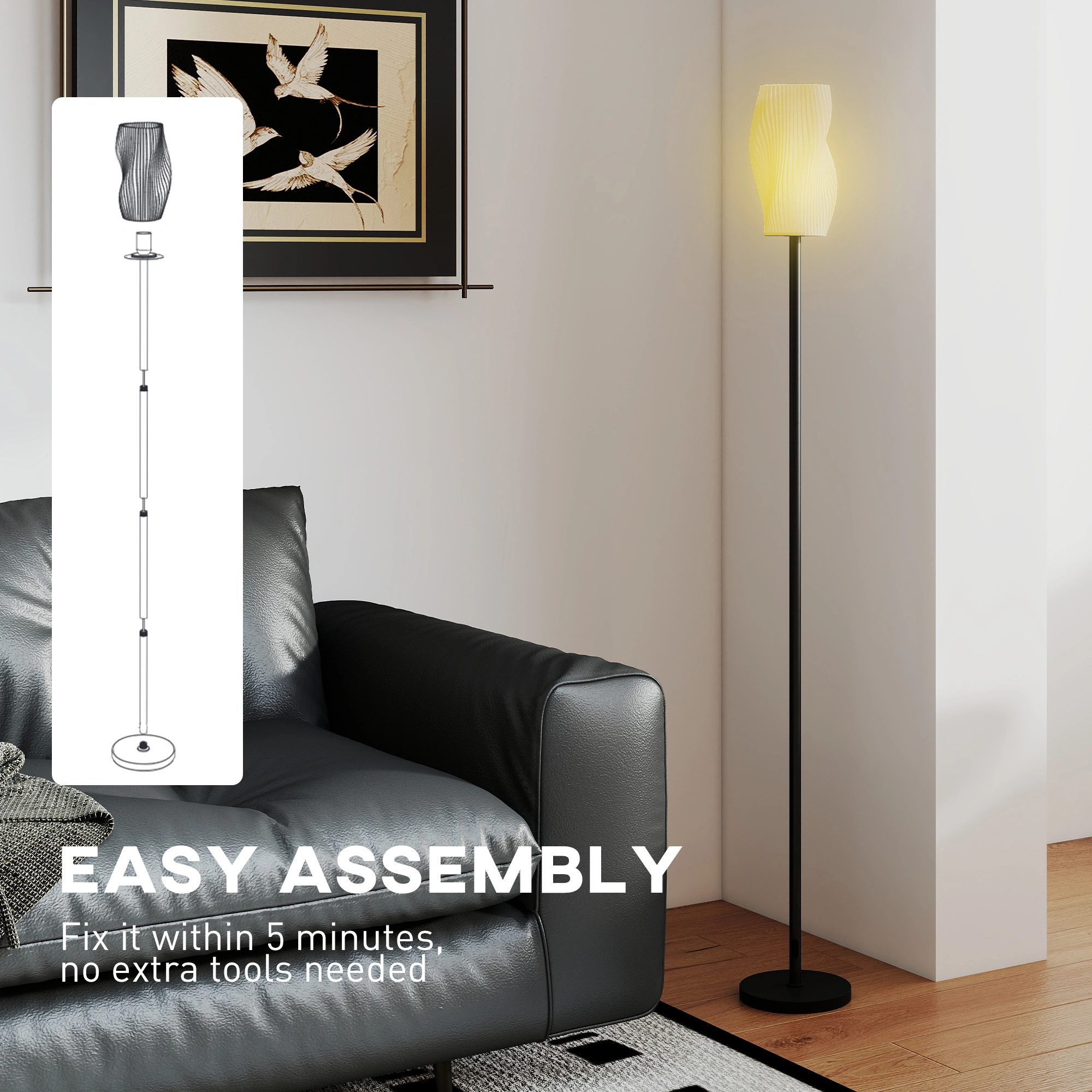 Minimalist Floor Lamp | Sleek Standing Light with Base for Home, Office, Bedroom Decor view 3