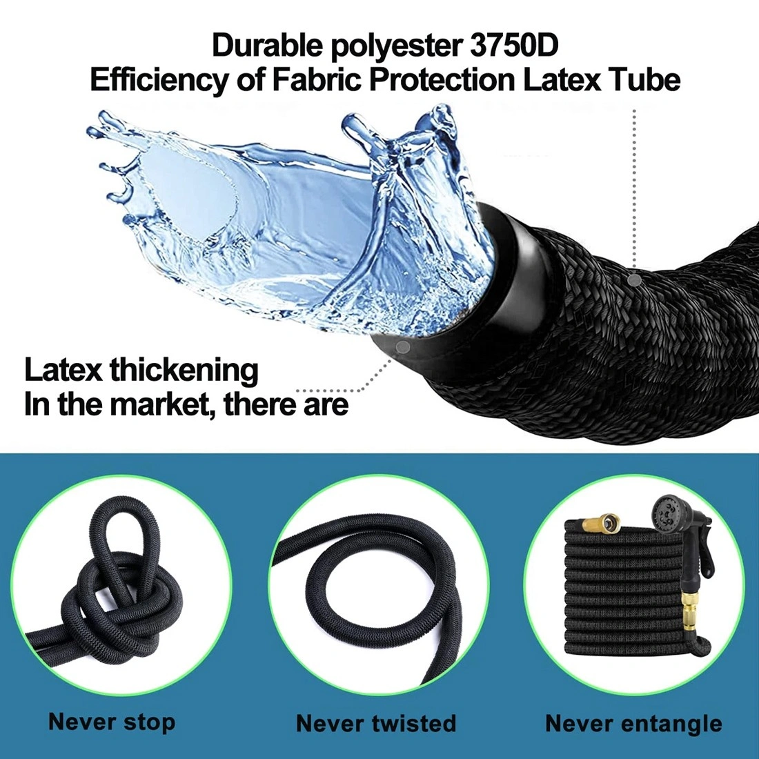 25FT Expandable Garden Hose Heavy Duty - Flexible Water Hose Pipe with Spray Gun for UK Gardens view 4