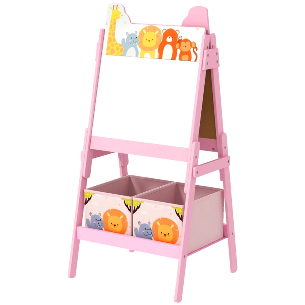 Kids Art Easel for Kids, Double-Sided Dry Erase & Chalkboard, Adjustable Standing Sketch Pad with Tray, Ideal for Toddlers