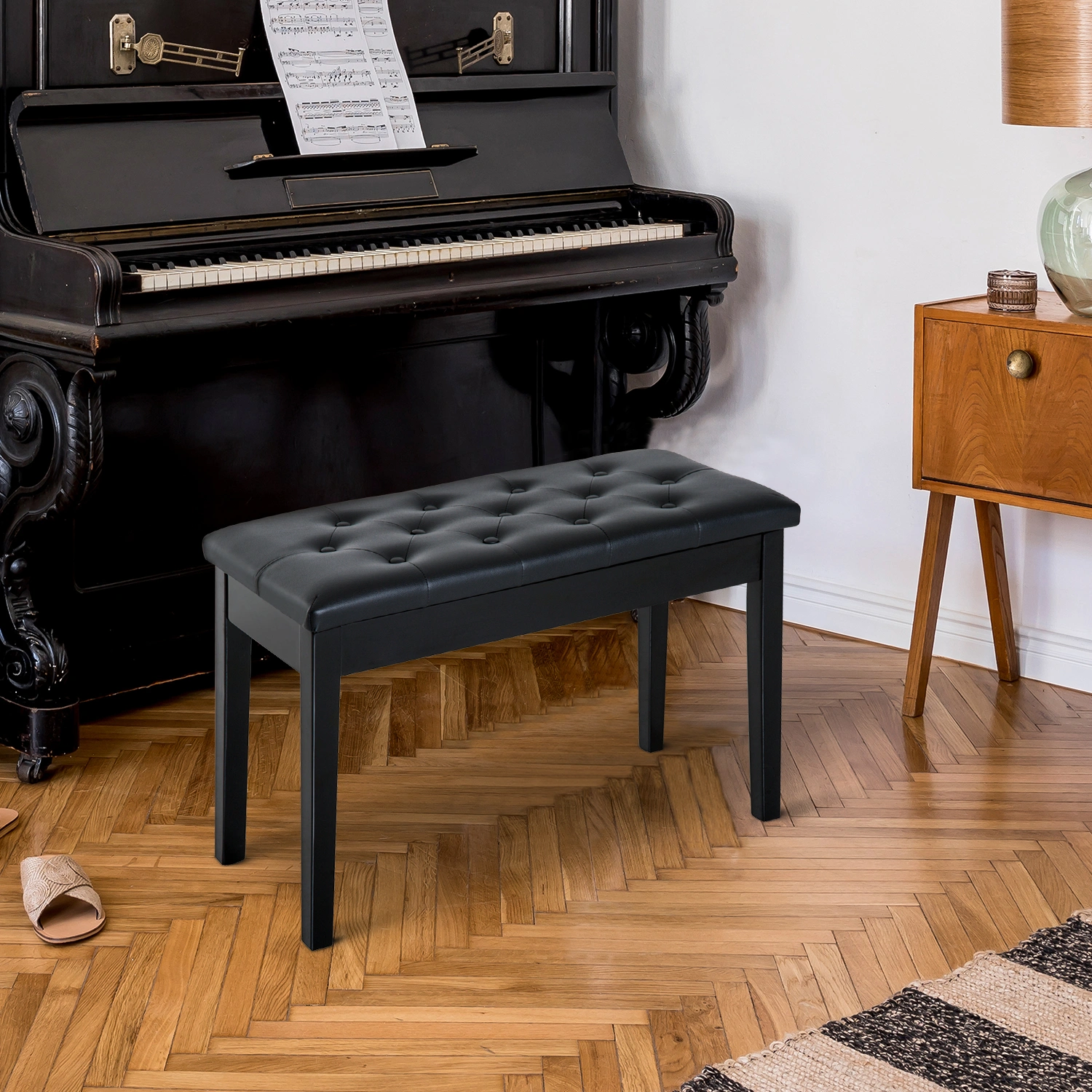 Adjustable Height Piano Bench Padded Keyboard Stool Seat for Home Studio Practice Room view 3