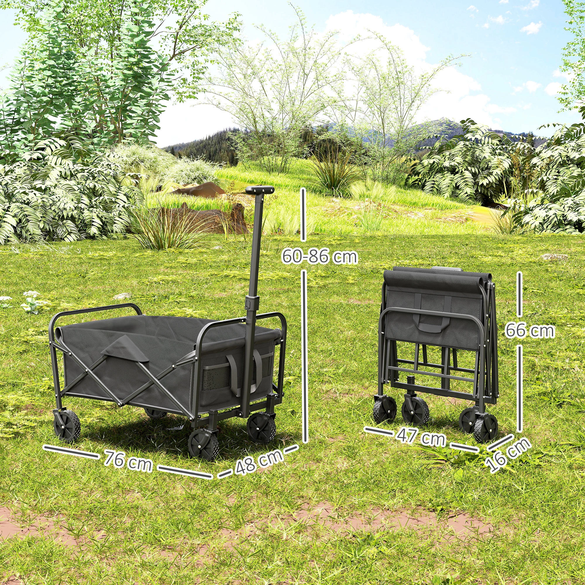 Foldable Hand Truck Dolly, 3-in-1 Telescopic Platform Cart, Heavy Duty Folding Luggage Cart with Wheels view 2
