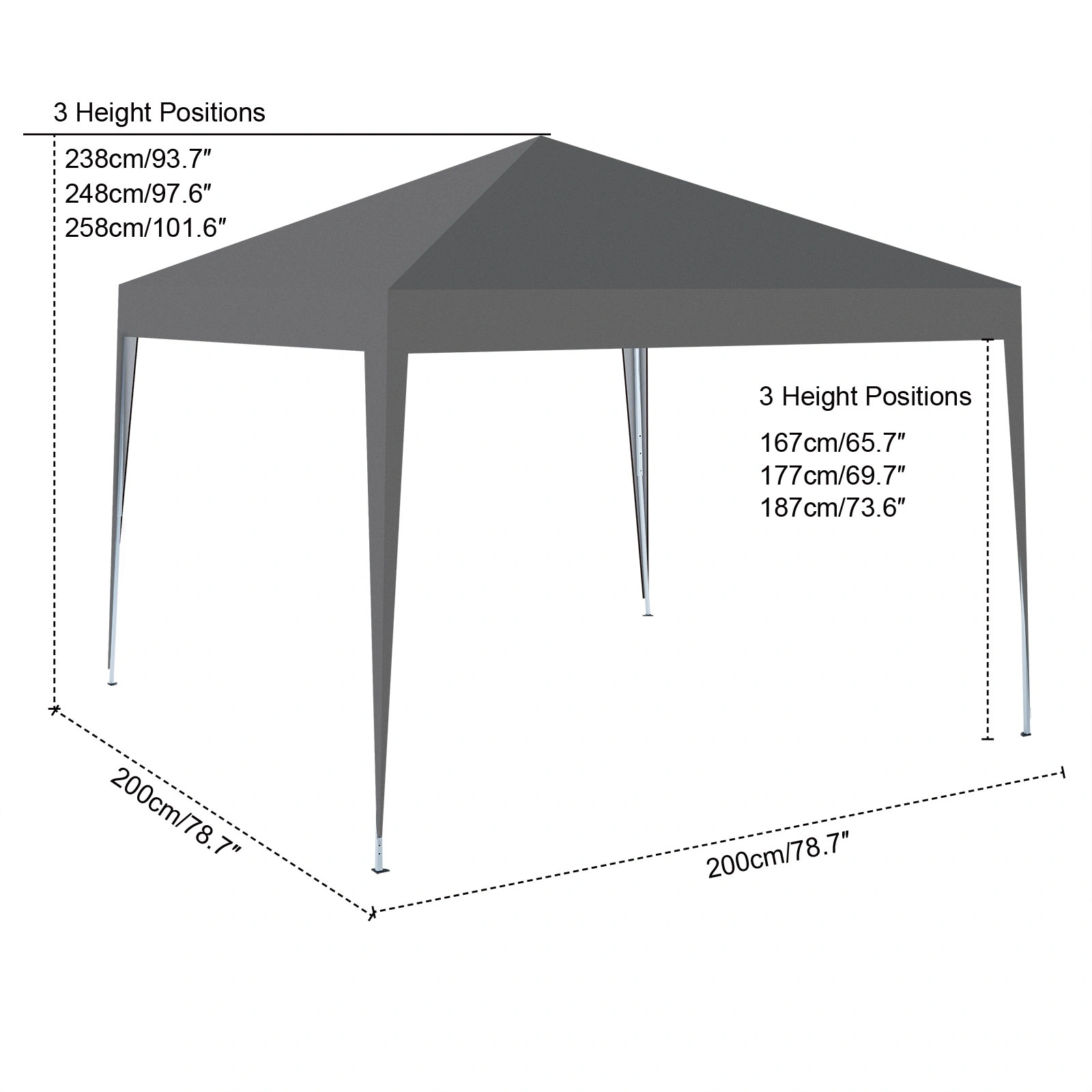 2m x 2m Pop Up Gazebo Outdoor Garden Shelter Canopy, PVC Coated Frame with Travel Carry Bag view 2