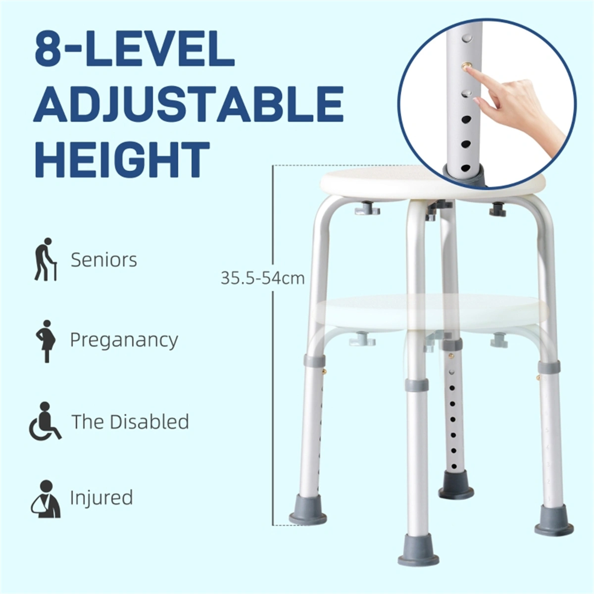 Shower Bath Chair with Backrest & Padded Arms, Non-Slip Portable Bath Seat for Seniors, Adults, and Disabled view 2
