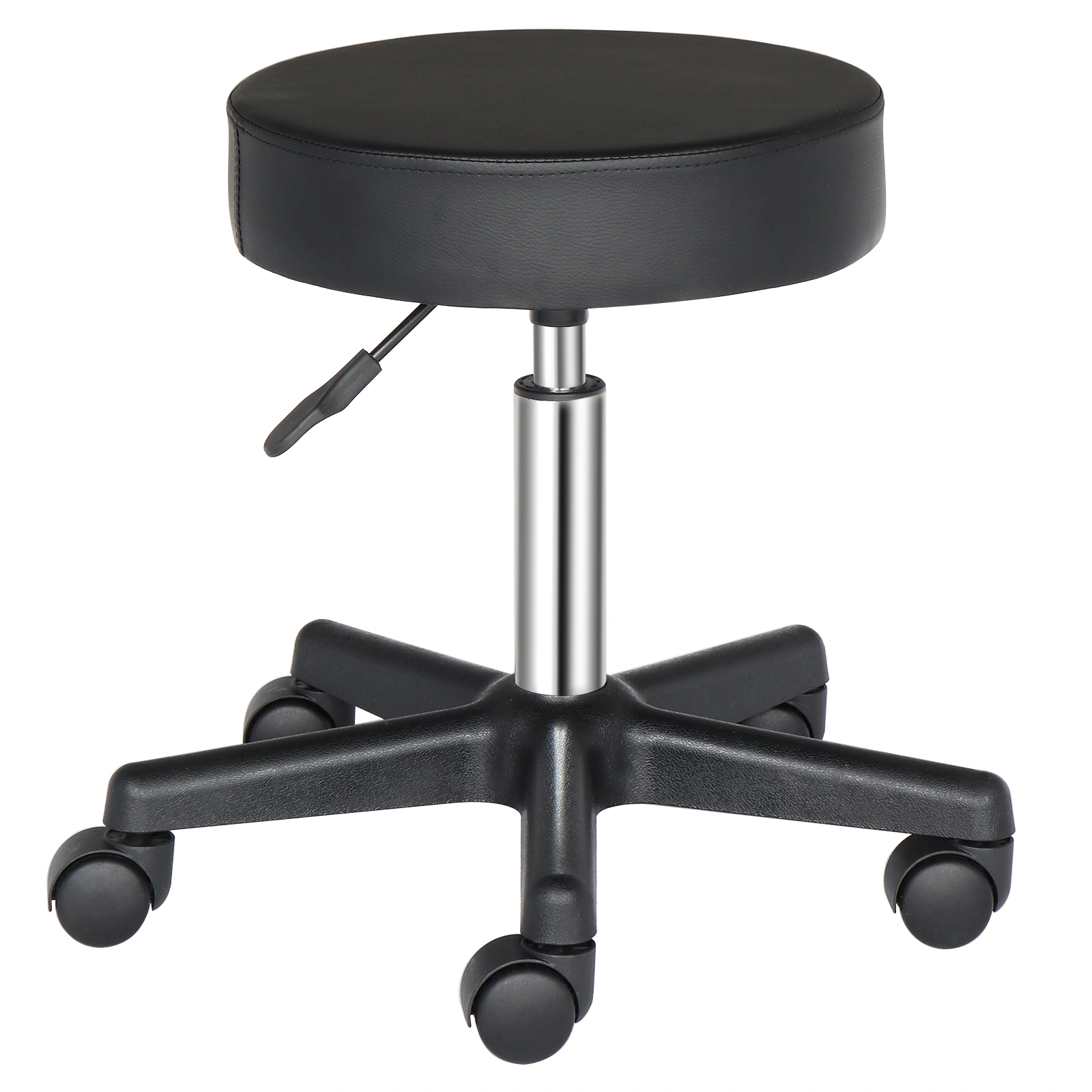 Round Stool Plastic Arch Feet Rotation Bar Stool Black view 2