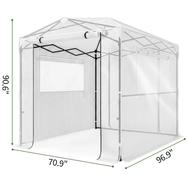 8*6ft Plastic Sprayed Iron Pipe PE Mesh Foldable Greenhouse Shed White view 2
