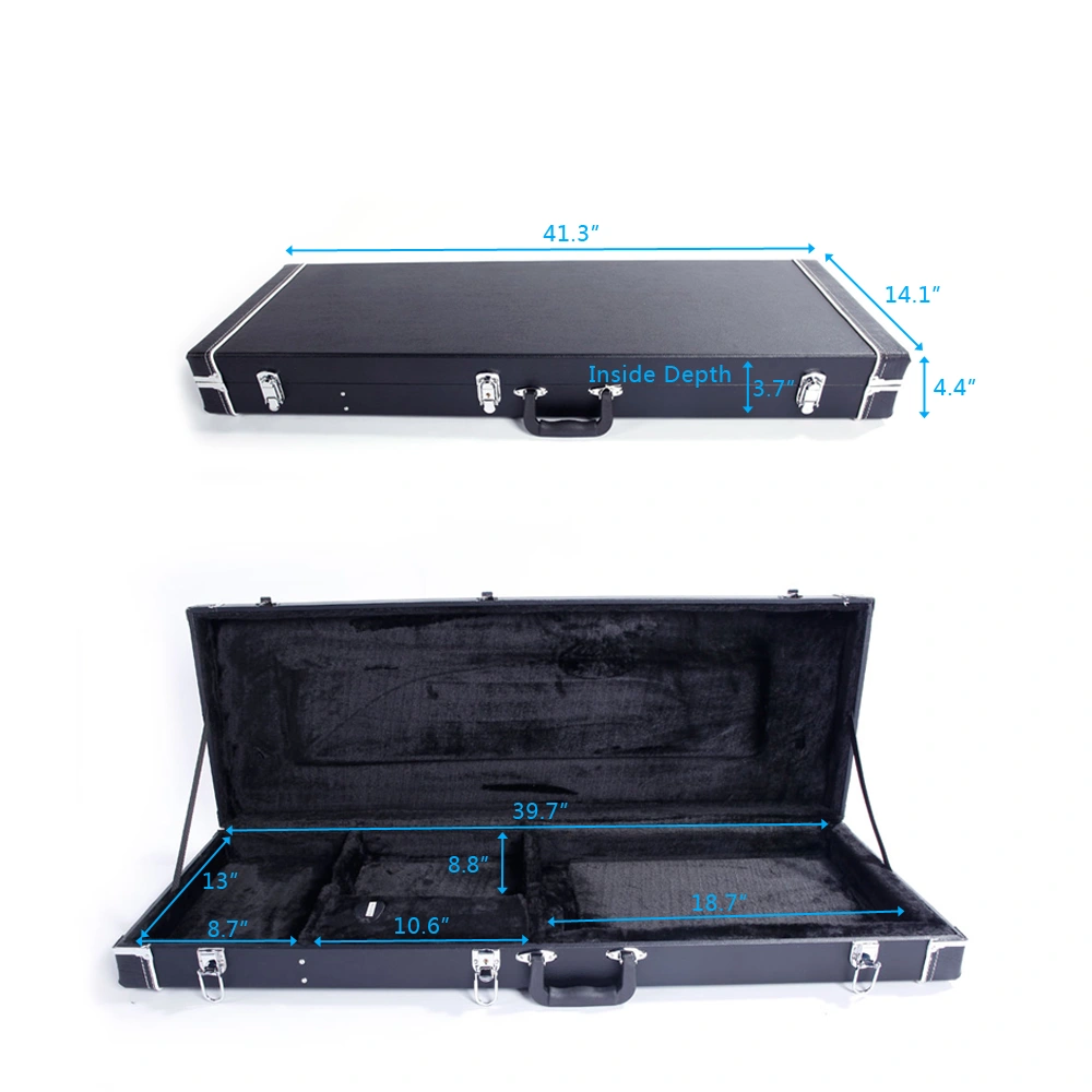 ST High Grade Electric Guitar Square Hard Case Microgroove Flat Black view 17