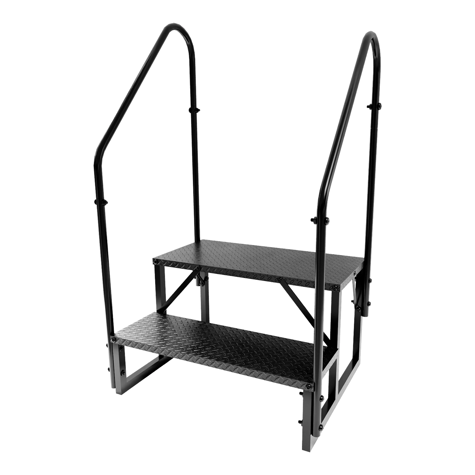 Heavy Duty 2 Step Ladder with Handrails RV Steps Hot Tub Stairs for Camper Porch Pool Pet