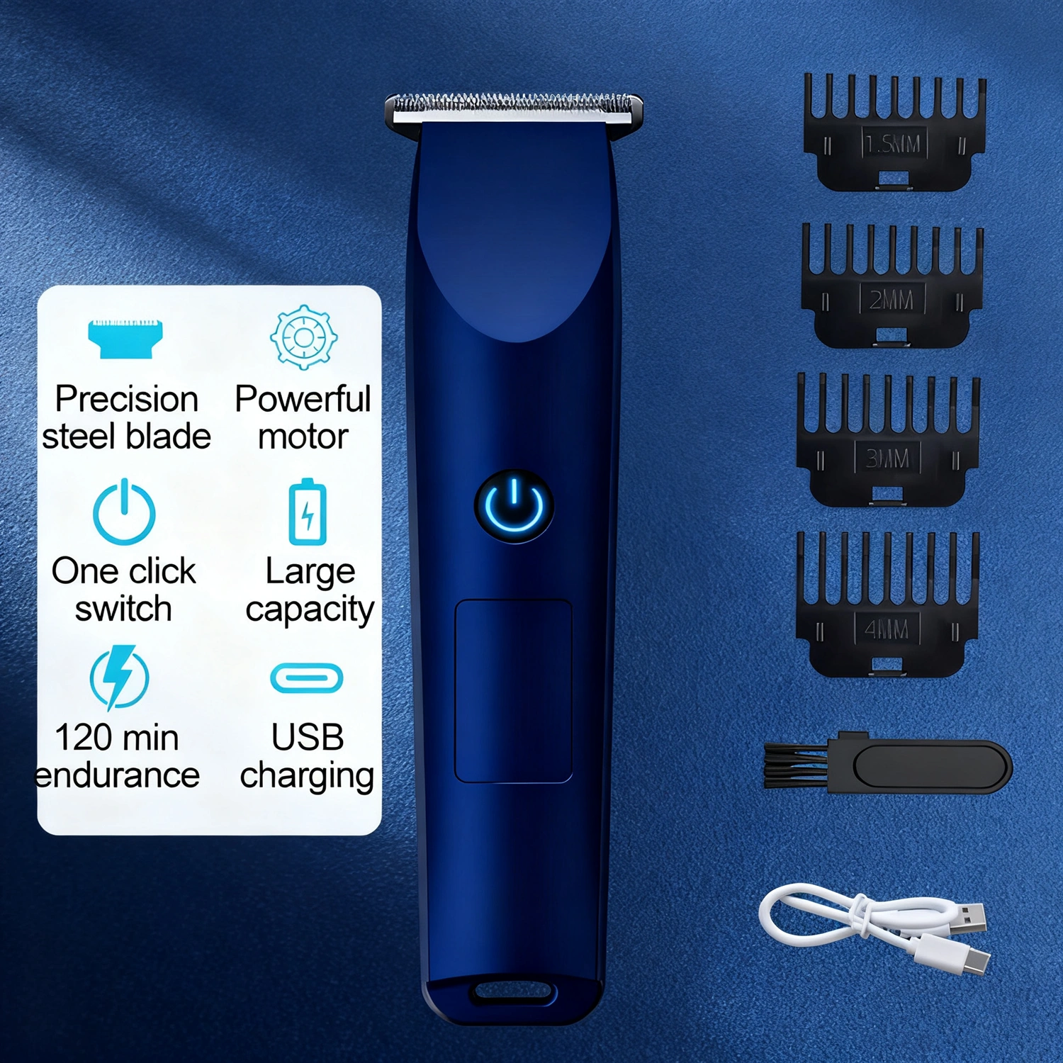 Men Pro Electric Hair Clippers Beard Trimmer Cutting Barber Shaving Machine Blue view 9