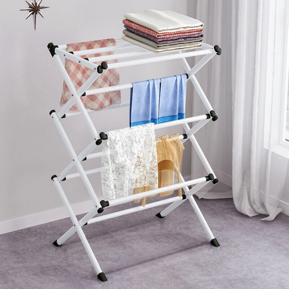 3 Tier Metal Clothes Airer Drying Rack Laundry Horse for Indoor Outdoor Patio