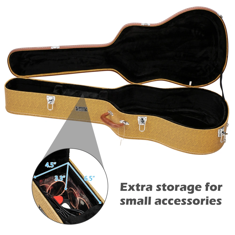 41" Folk Guitar Hardshell Carrying Case Fits Most Acoustic Guitars Microgroove Flat Yellow view 13