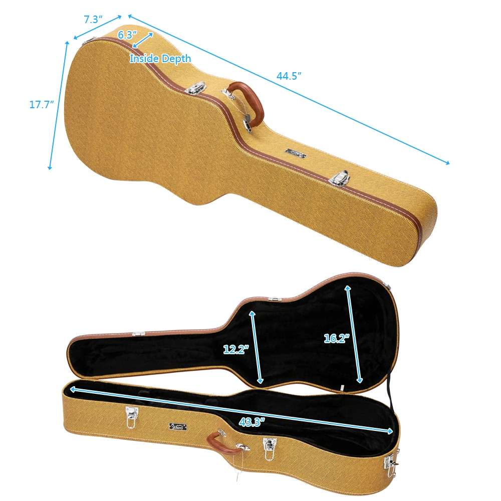 41" Folk Guitar Hardshell Carrying Case Fits Most Acoustic Guitars Microgroove Flat Yellow view 9