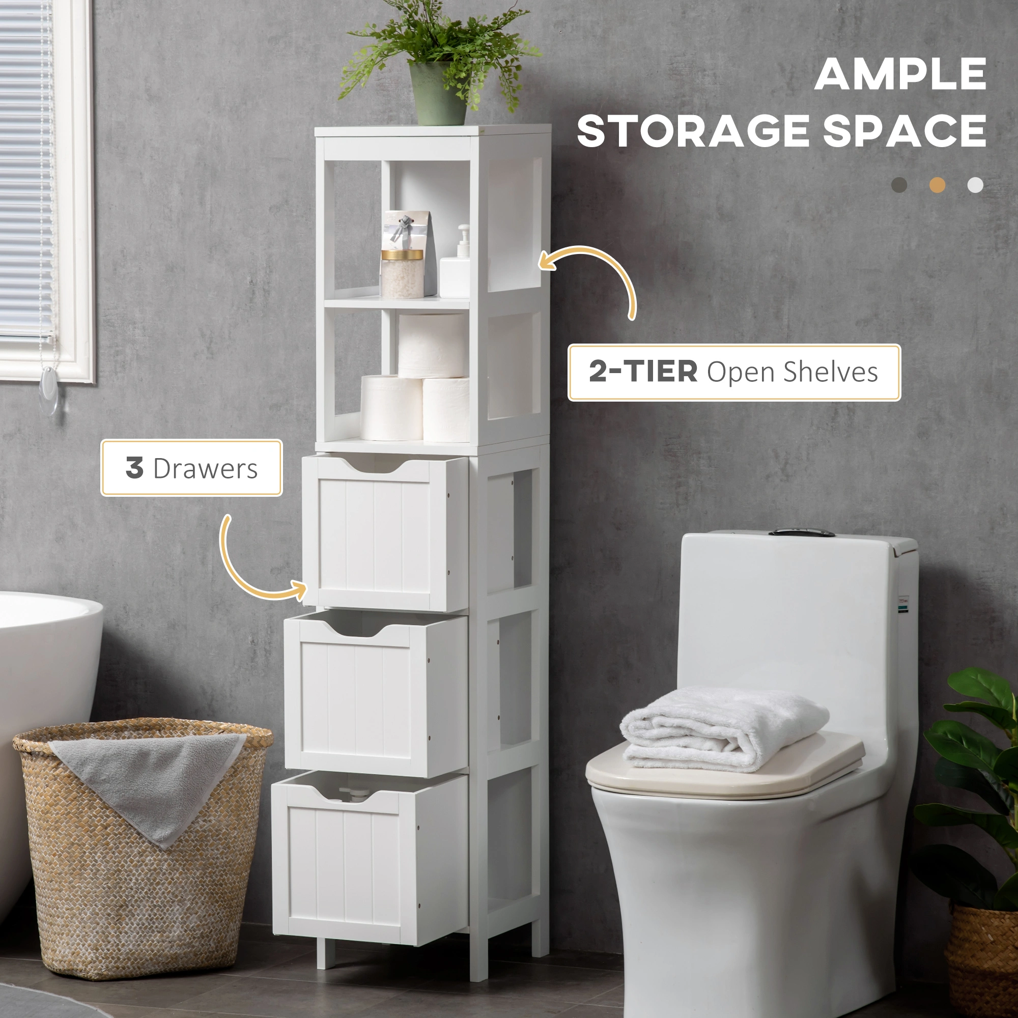 Bathroom Cabinet Wall Mounted Storage Organizer with Door for Kitchen Bathroom Bedroom Vanity view 3