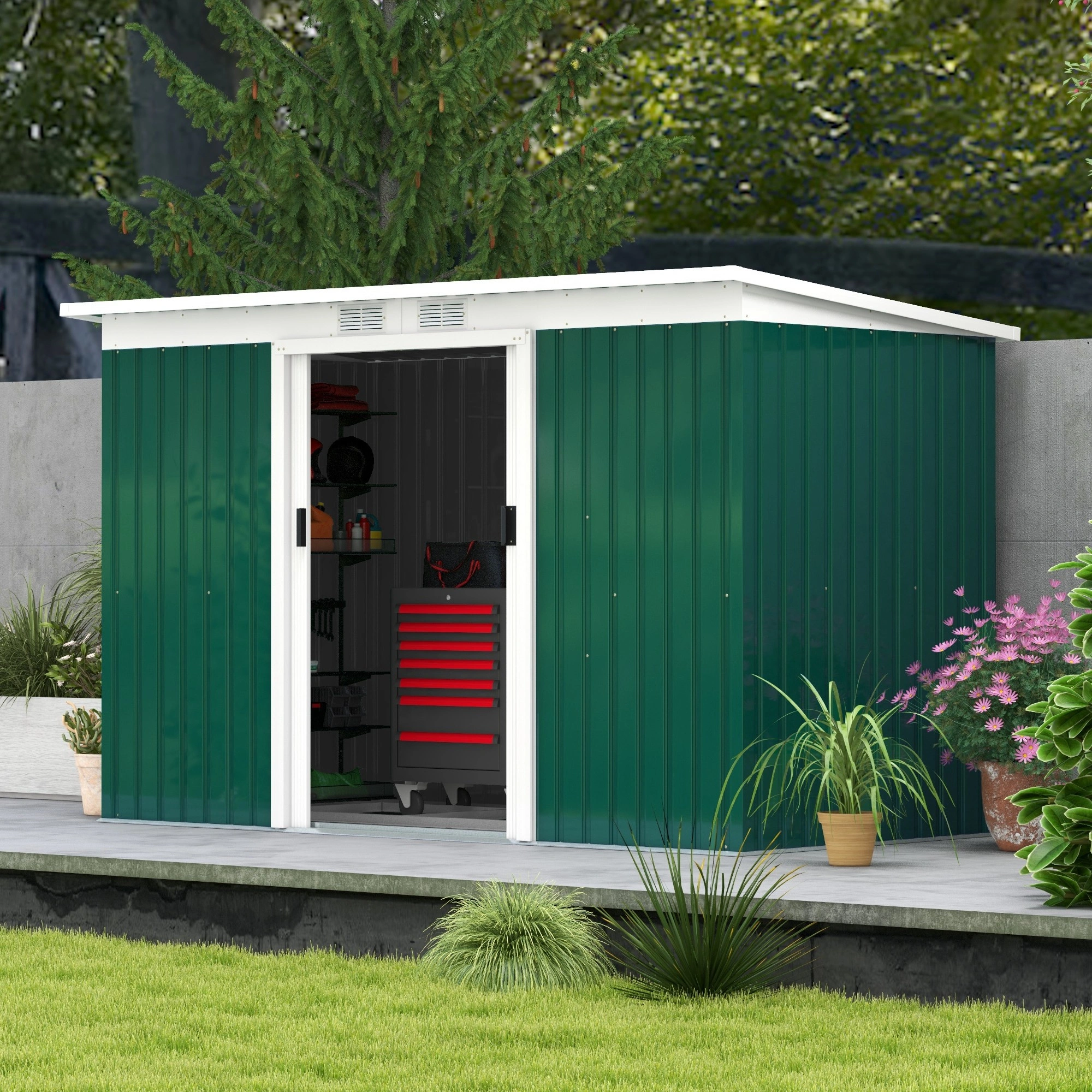 Outdoor Garden Storage Shed - Large Capacity Resin Shed with Reinforced Floor, Weather-Resistant, Easy Assembly