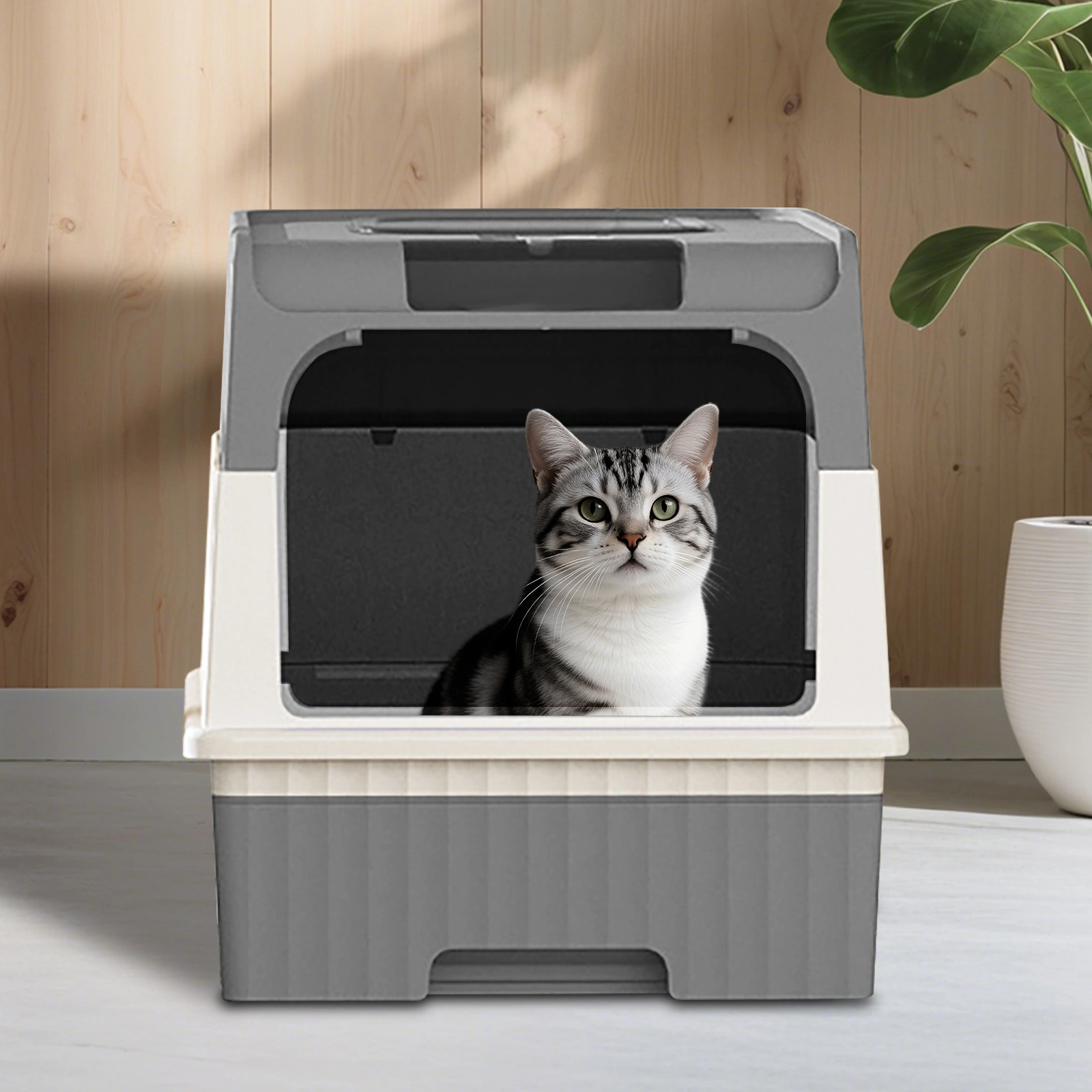 greyMagic Cube Intelligent Cat litter Box - Free Hands, Enjoy Pure Life | Automatic Cleaning, Silent Design, Preferred for Multi Cat Families view 3