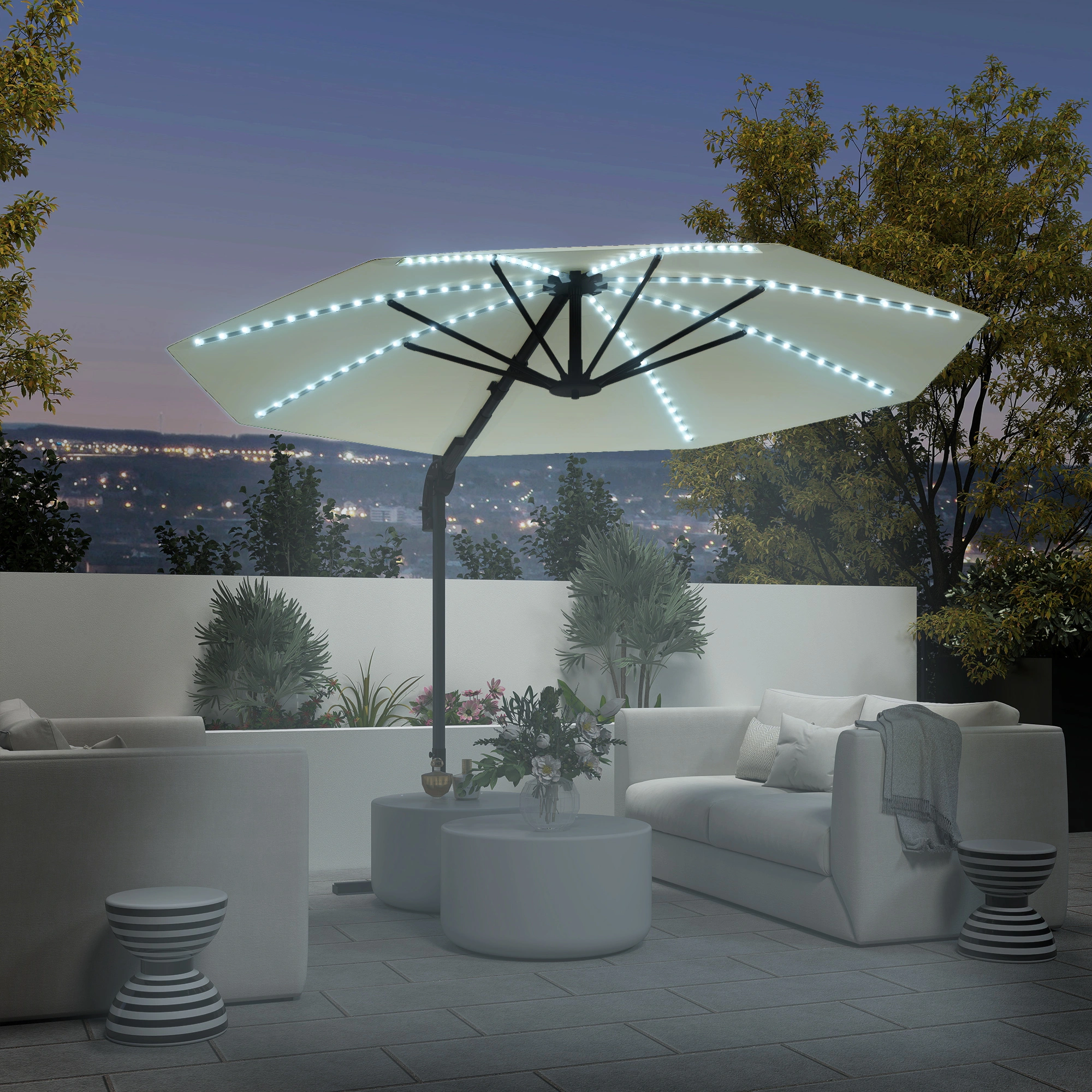 Outdoor Half Umbrella Patio Table, 6 Feet Cantilever Market Umbrella with Tilt, UV Resistant Waterproof Fabric view 3