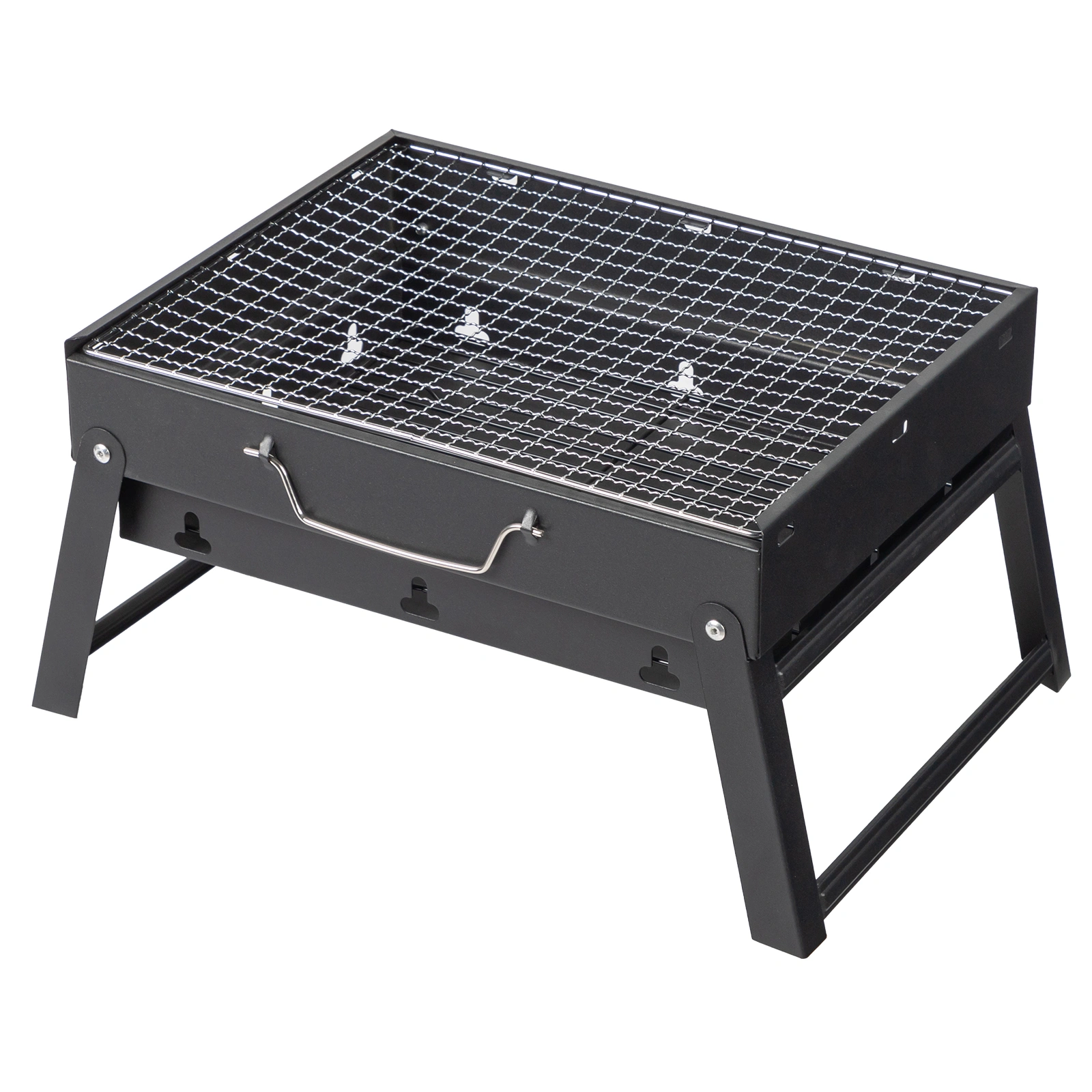 Portable Folding Charcoal BBQ Grill Compact Lightweight Portable Grill with Folding Legs Camping Backyard view 2