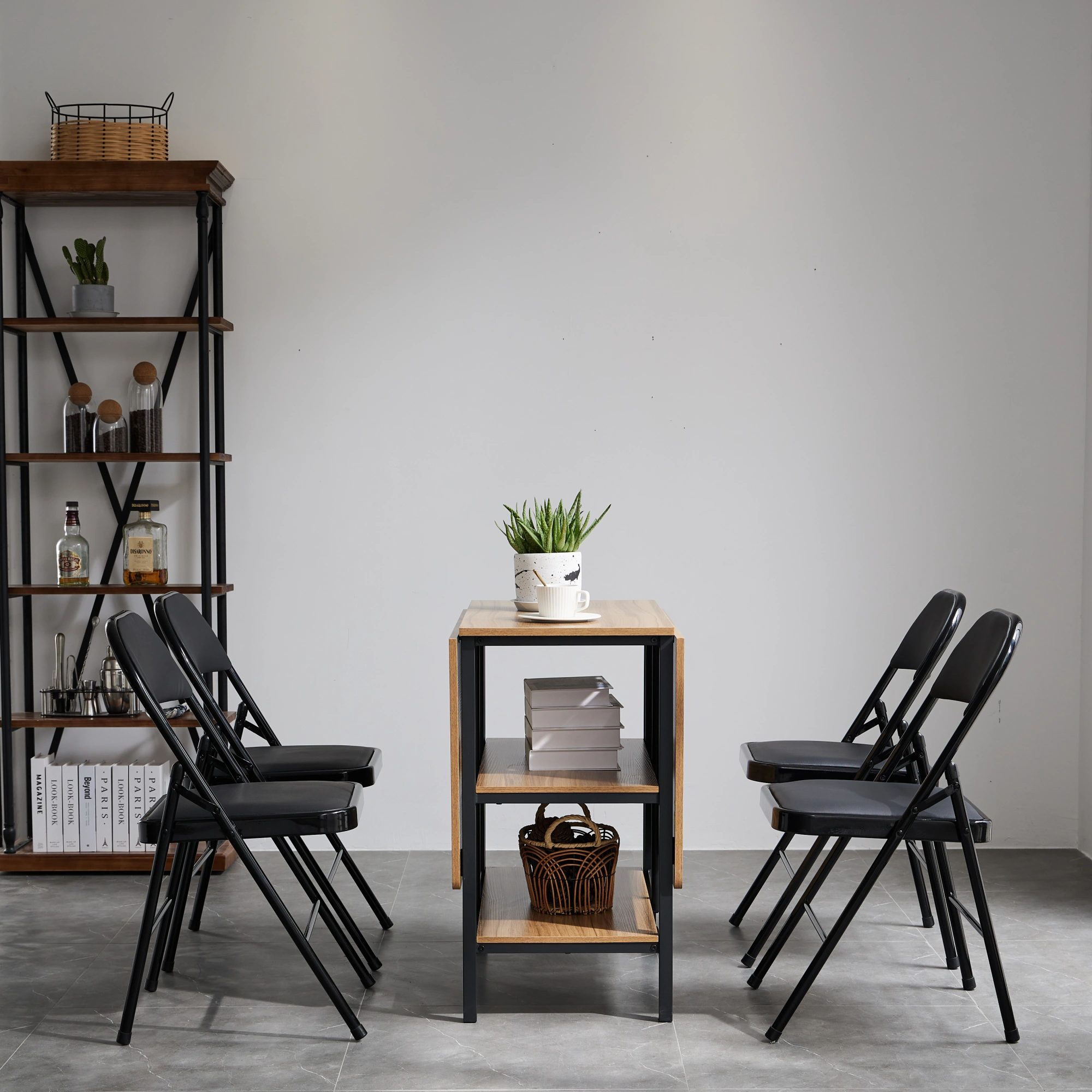 4pcs Elegant Foldable Iron & PVC Chairs for Convention & Exhibition Black view 13
