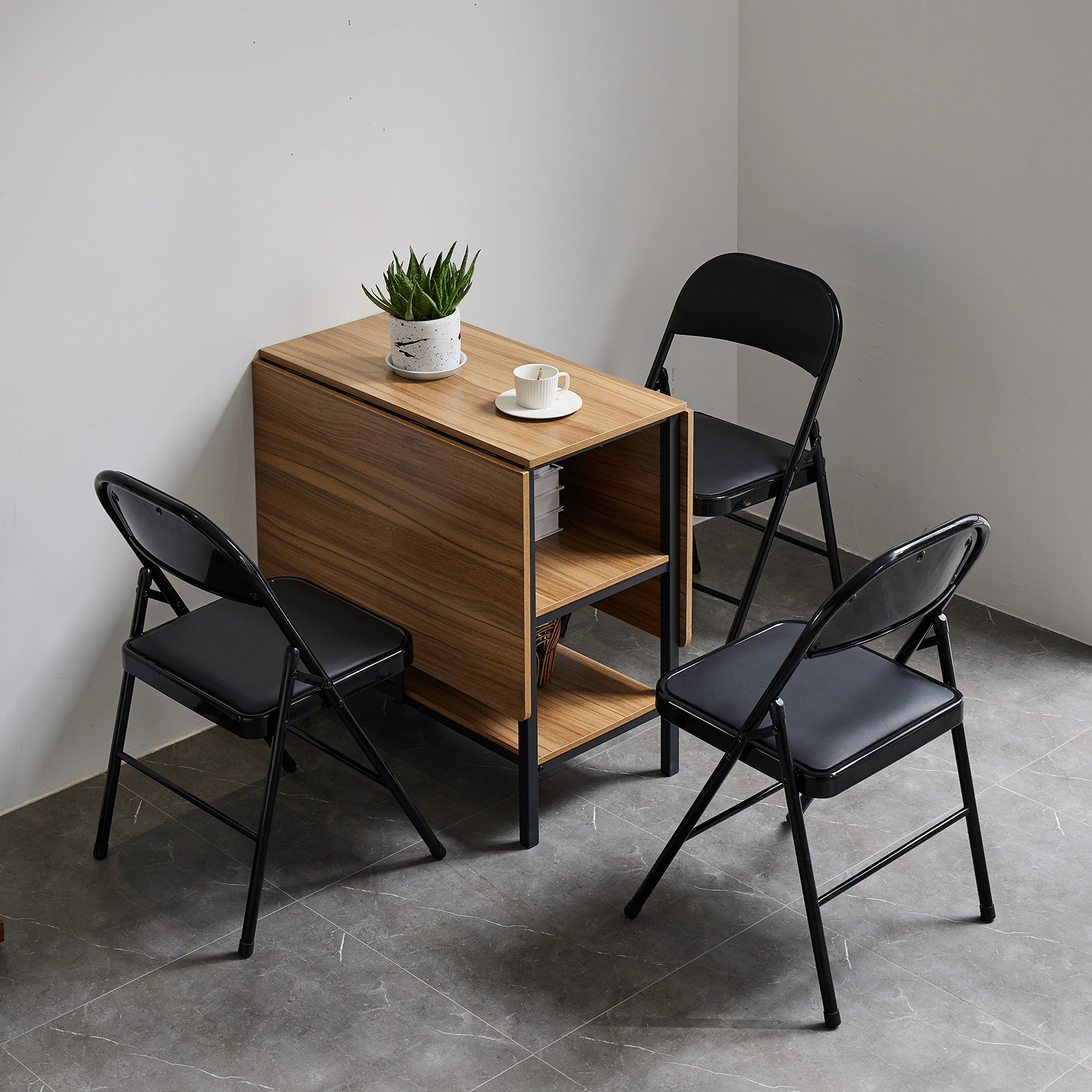 4pcs Elegant Foldable Iron & PVC Chairs for Convention & Exhibition Black view 15