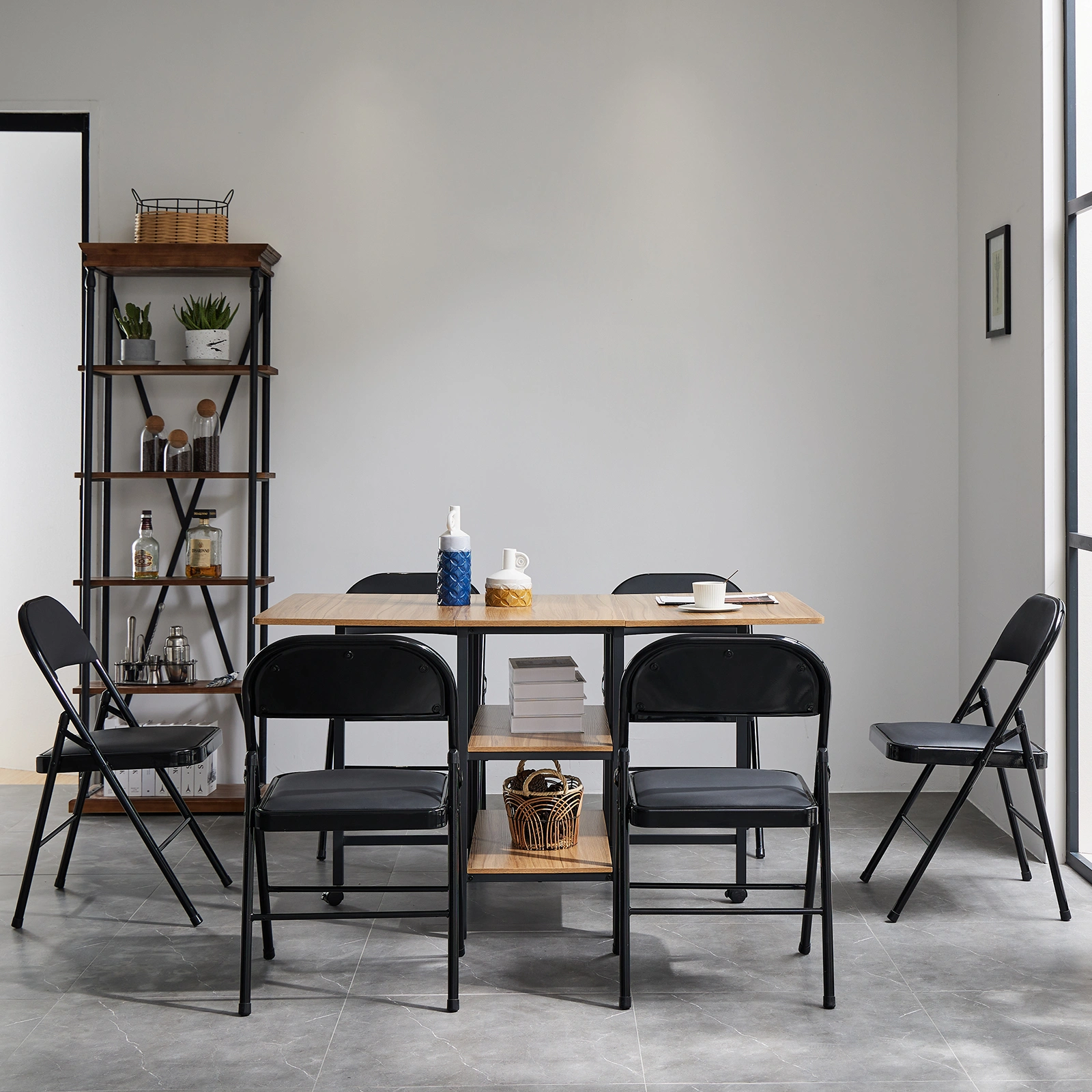 4pcs Elegant Foldable Iron & PVC Chairs for Convention & Exhibition Black view 16