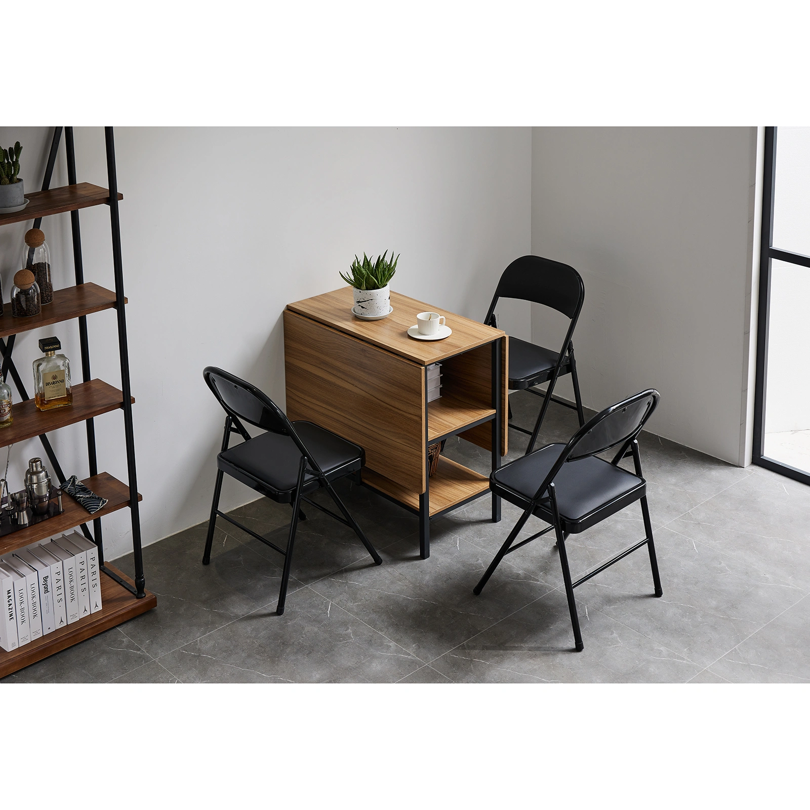 4pcs Elegant Foldable Iron & PVC Chairs for Convention & Exhibition Black view 18