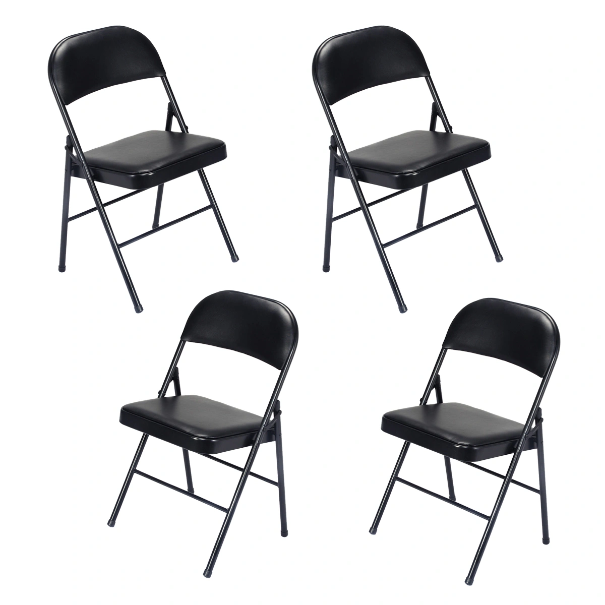 4pcs Elegant Foldable Iron & PVC Chairs for Convention & Exhibition Black view 2