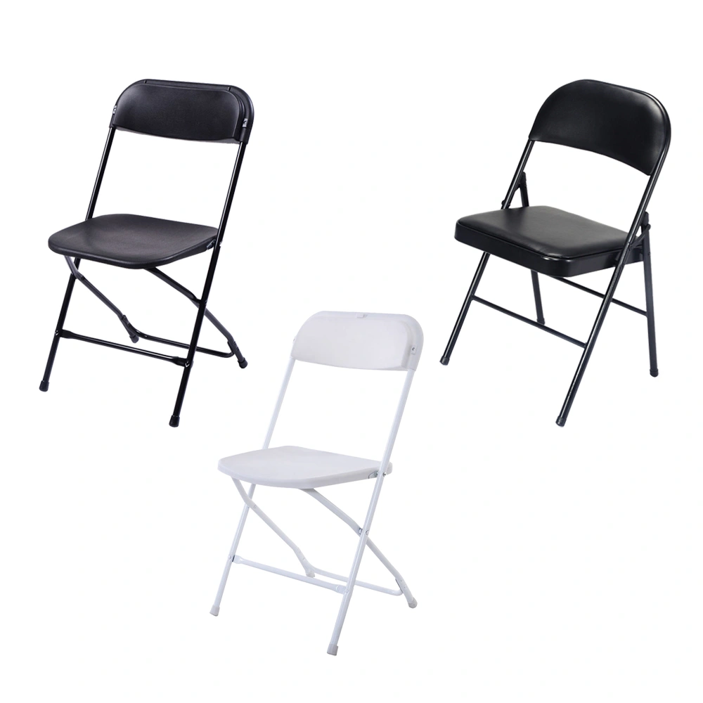 4pcs Elegant Foldable Iron & PVC Chairs for Convention & Exhibition Black view 21