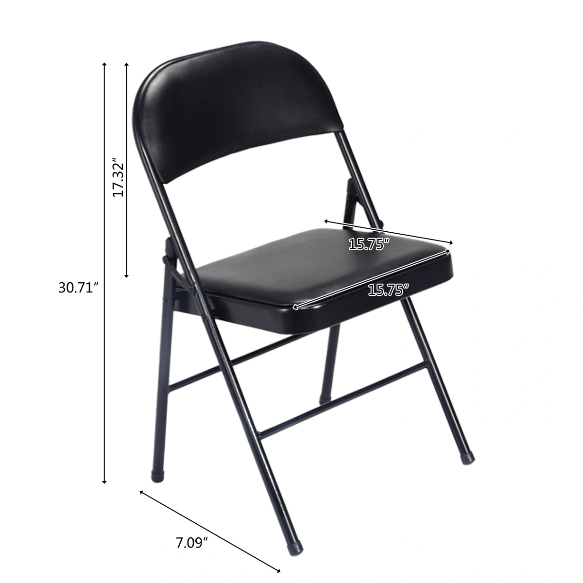 4pcs Elegant Foldable Iron & PVC Chairs for Convention & Exhibition Black view 24