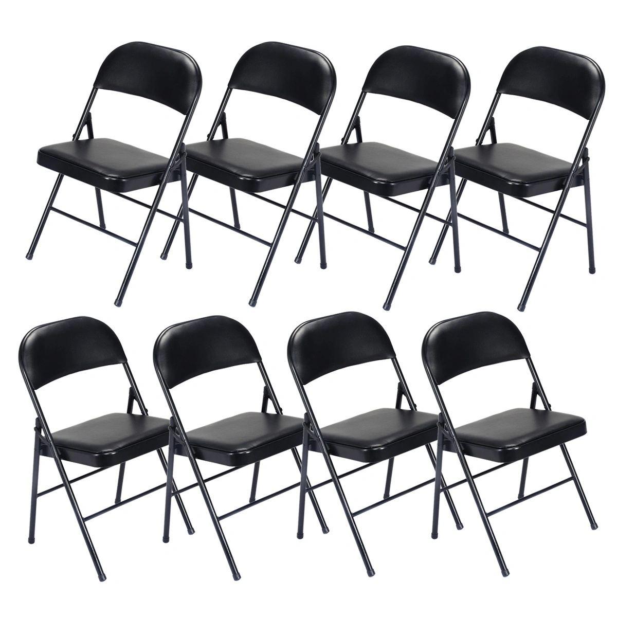 4pcs Elegant Foldable Iron & PVC Chairs for Convention & Exhibition Black view 26