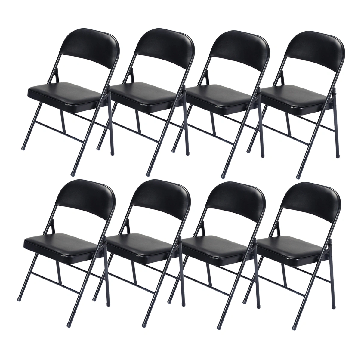 4pcs Elegant Foldable Iron & PVC Chairs for Convention & Exhibition Black view 28